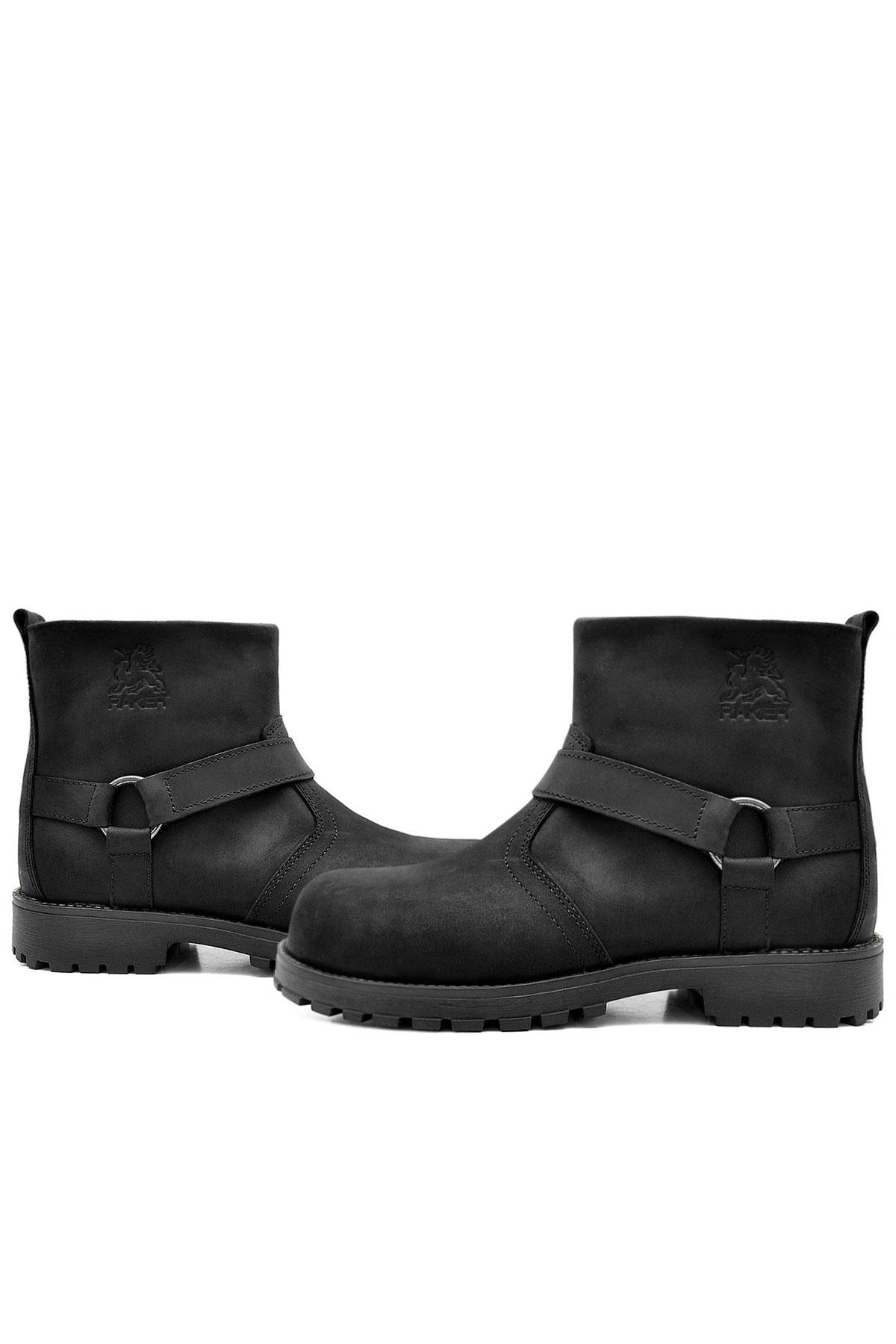 Rakerplus Chiron Black Real Leather Zipper Small Size Men and Women Boots