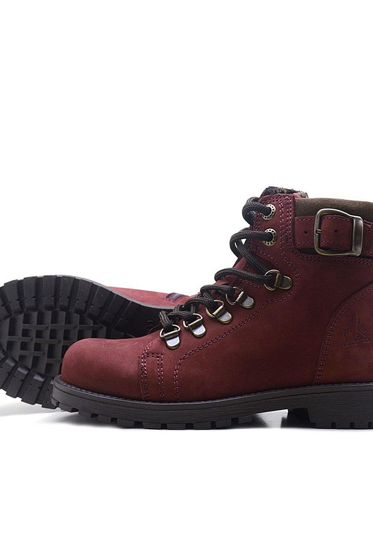 Rakerplus Griffon Genuine Leather Zipper Women's Boots Dark Red Small Size