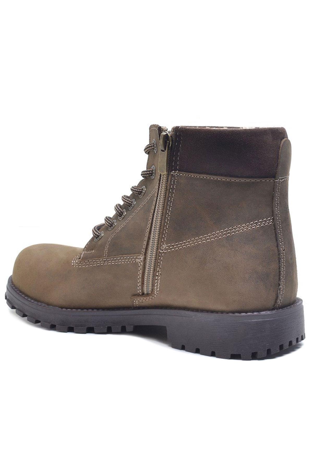 Rakerplus Neson Series Genuine Leather Boots Winter Boots for Teens Sand Color