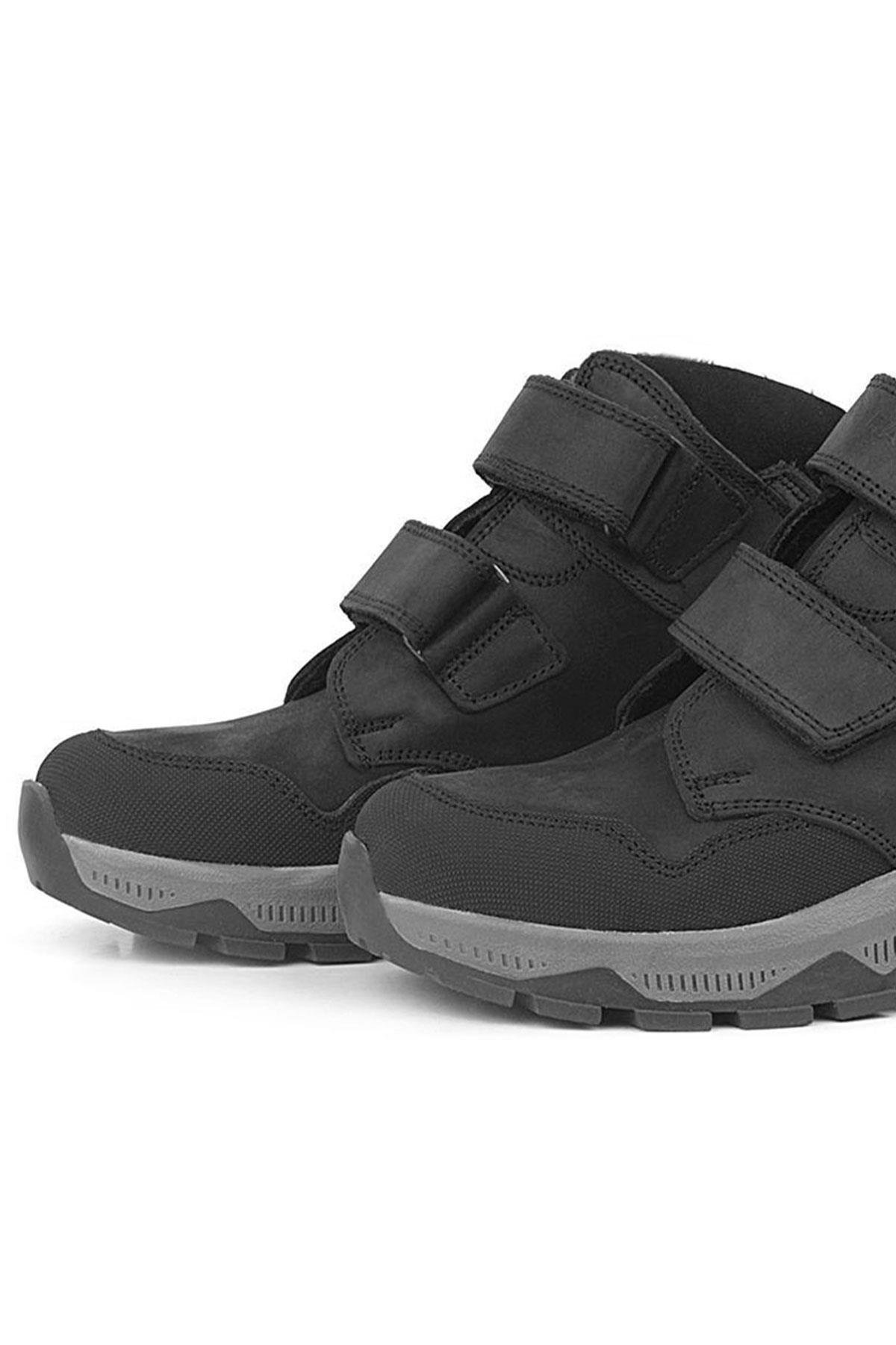 Rakerplus Trekking Hakiki Deri Siyah Cırtlı Erkek Çocuk Bot