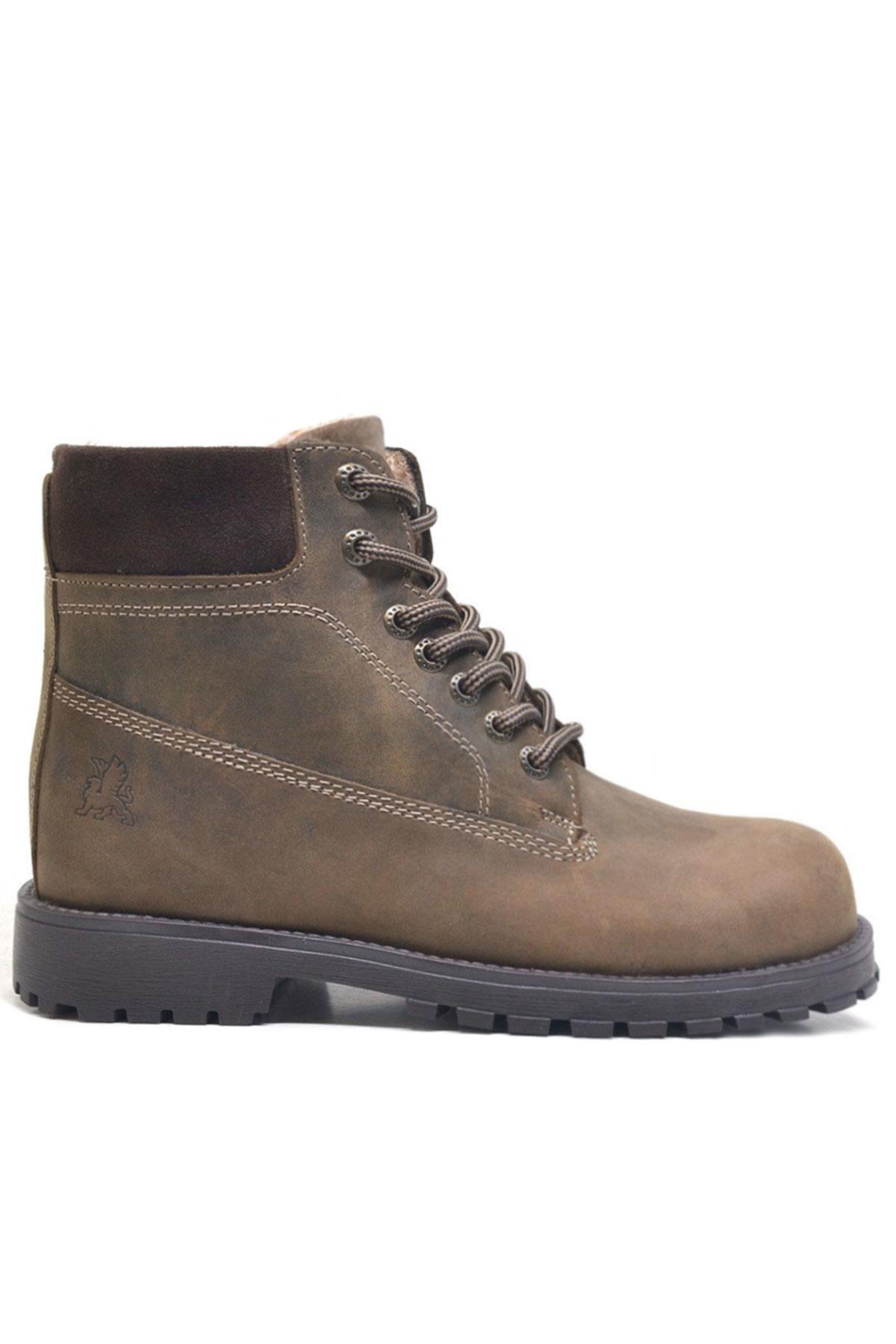 Rakerplus Neson Series Genuine Leather Boots Winter Boots for Teens Sand Color