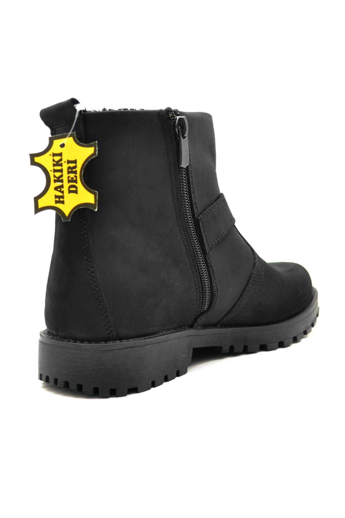 Rakerplus Chiron Black Real Leather Zipper Small Size Men and Women Boots