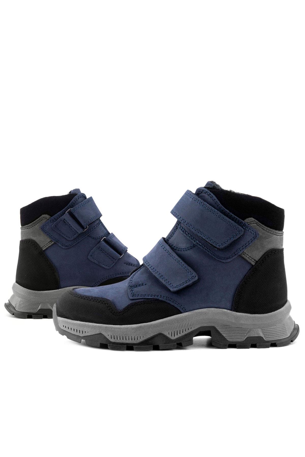Rakerplus Trekking Hakiki Deri Lacivert Cırt Cırtlı Erkek Çocuk Bot