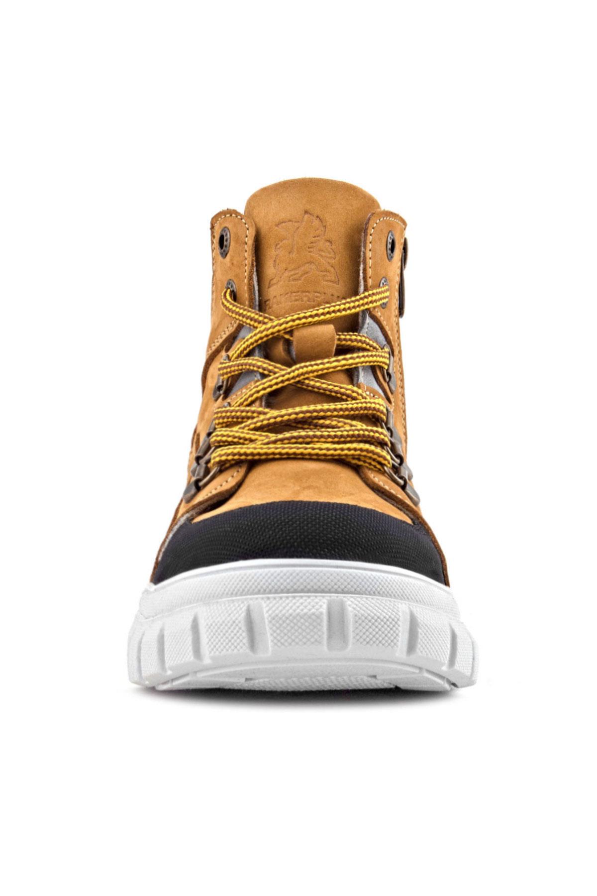 Rakerplus Hakiki Deri Sarı Siyah Fermuarlı Erkek Çocuk Bot