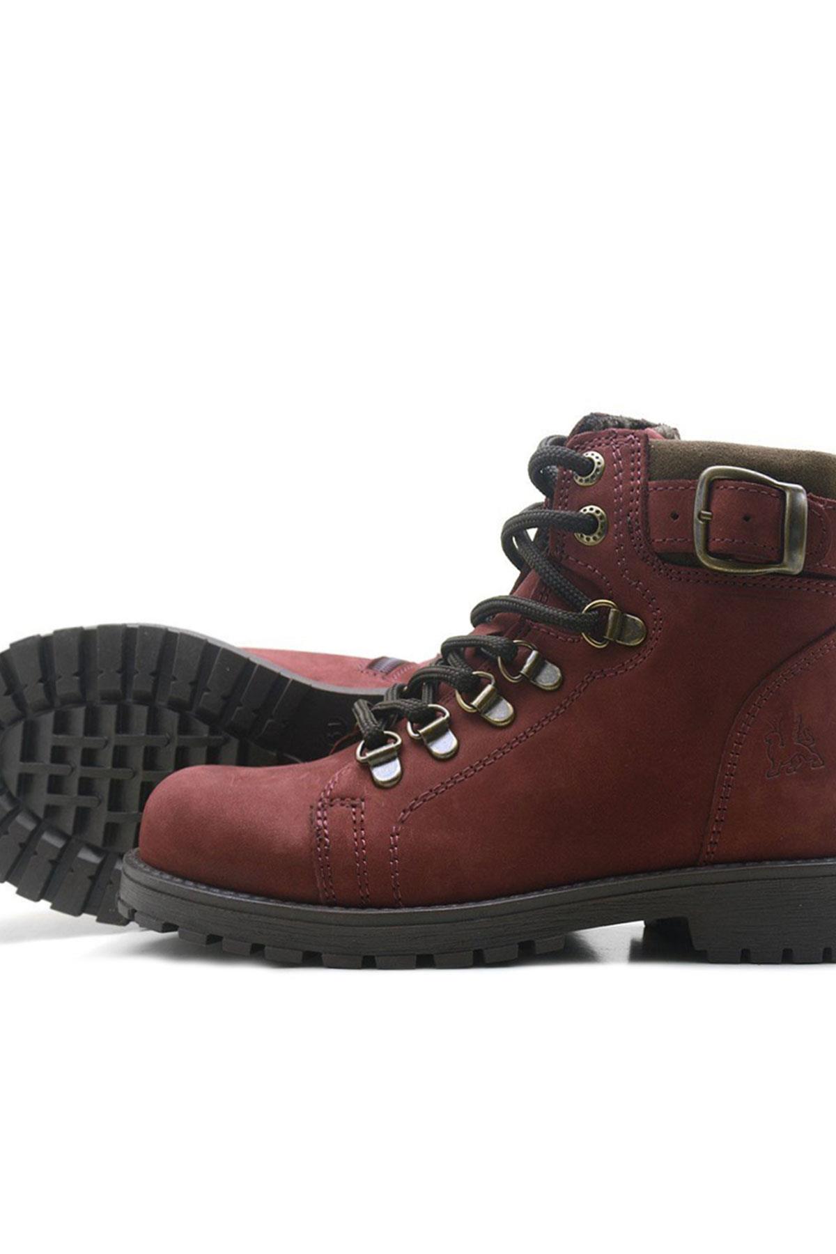 Rakerplus Griffon Hakiki Deri Bordo Fermuarlı Çocuk Bot