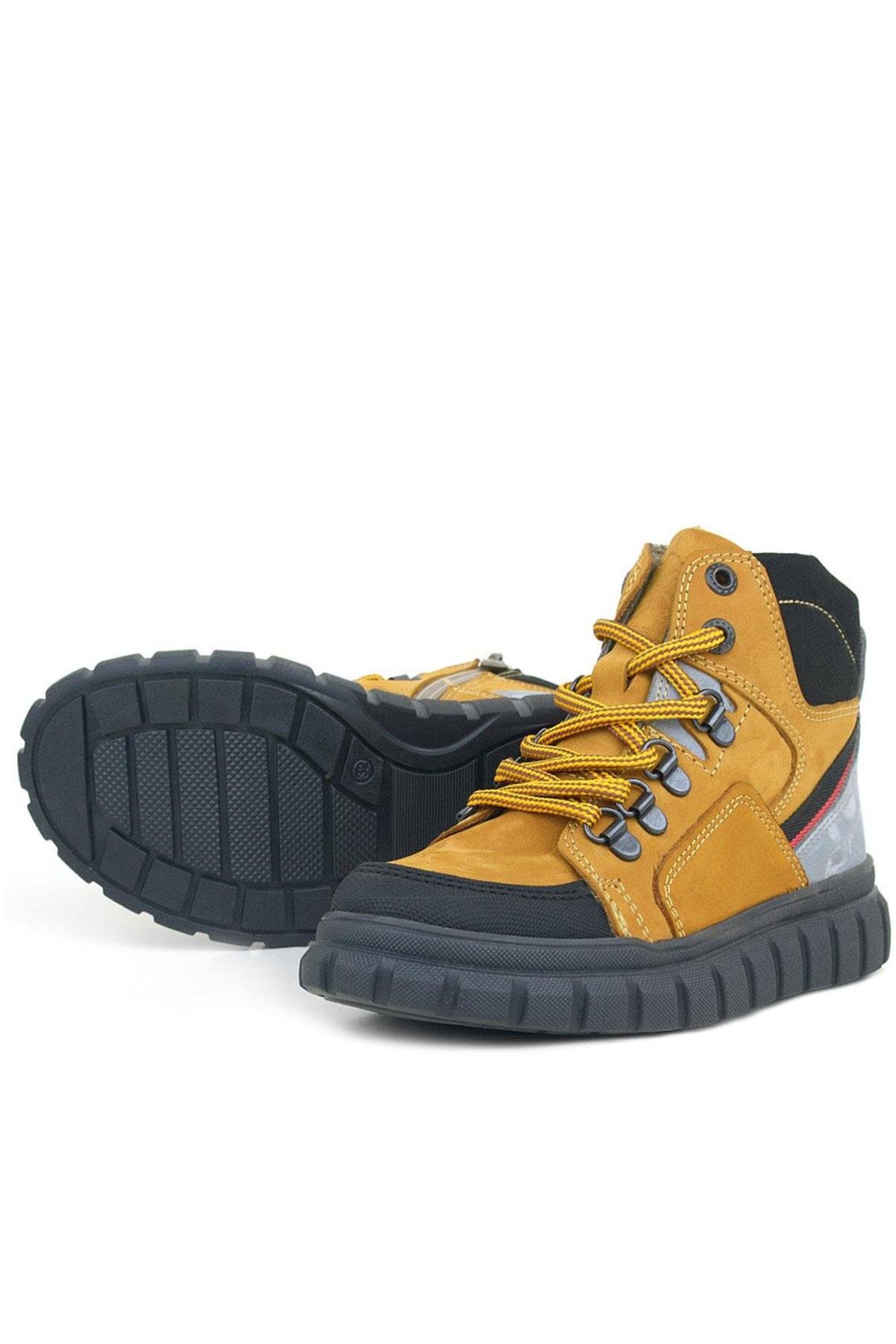 Rakerplus Genuine Leather Yellow Zippered Boys Boots