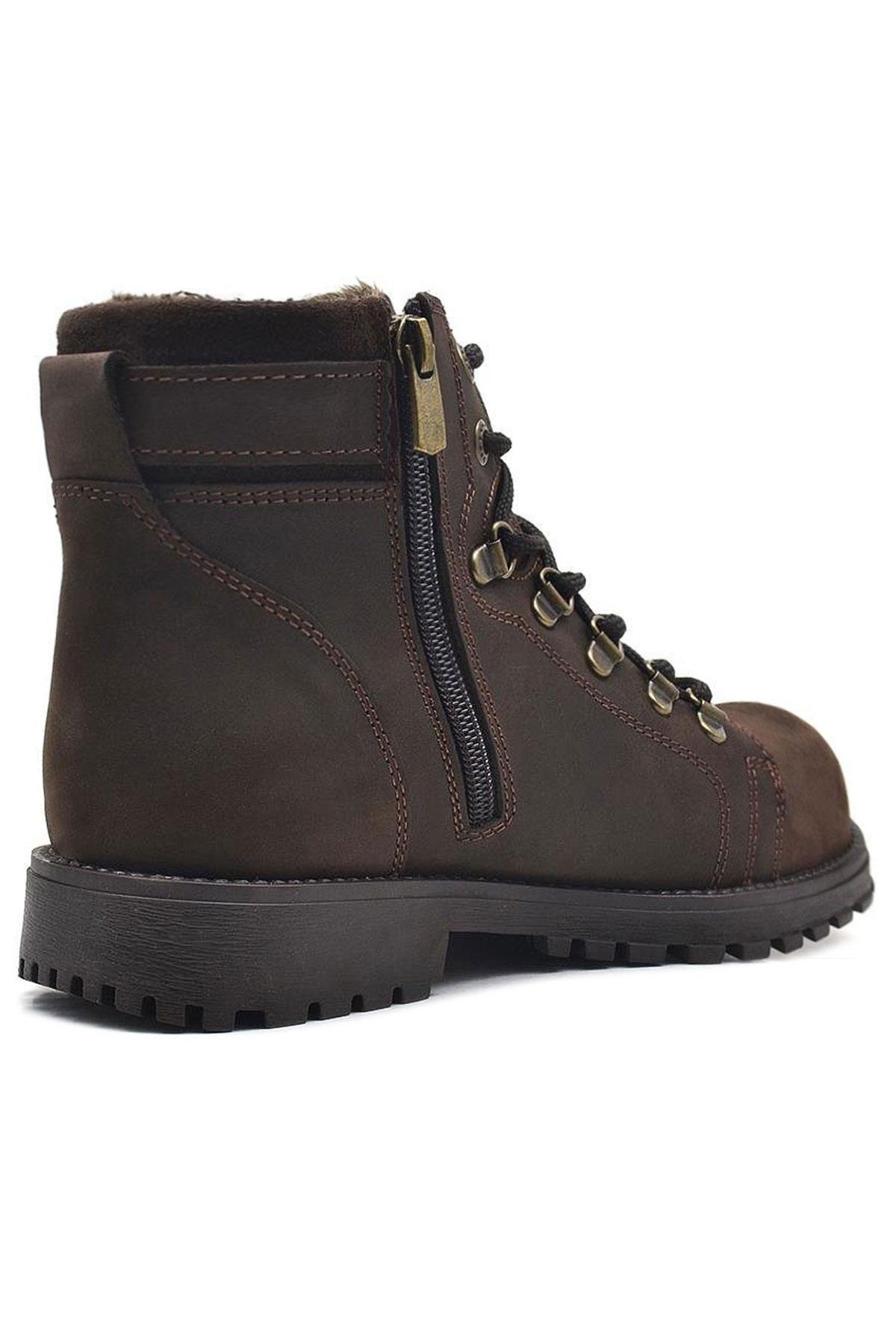 Rakerplus Zippered Genuine Leather Fur Snow Kid's Boots