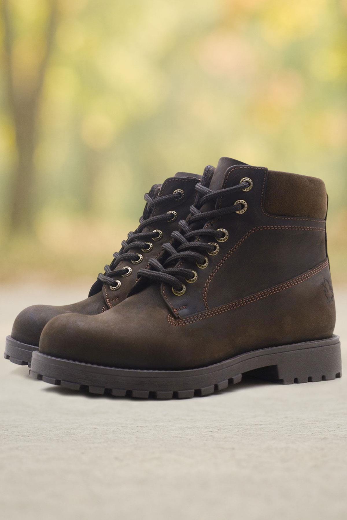 Rakerplus Neson Hakiki Deri Kahve Kürklü Bot Postal