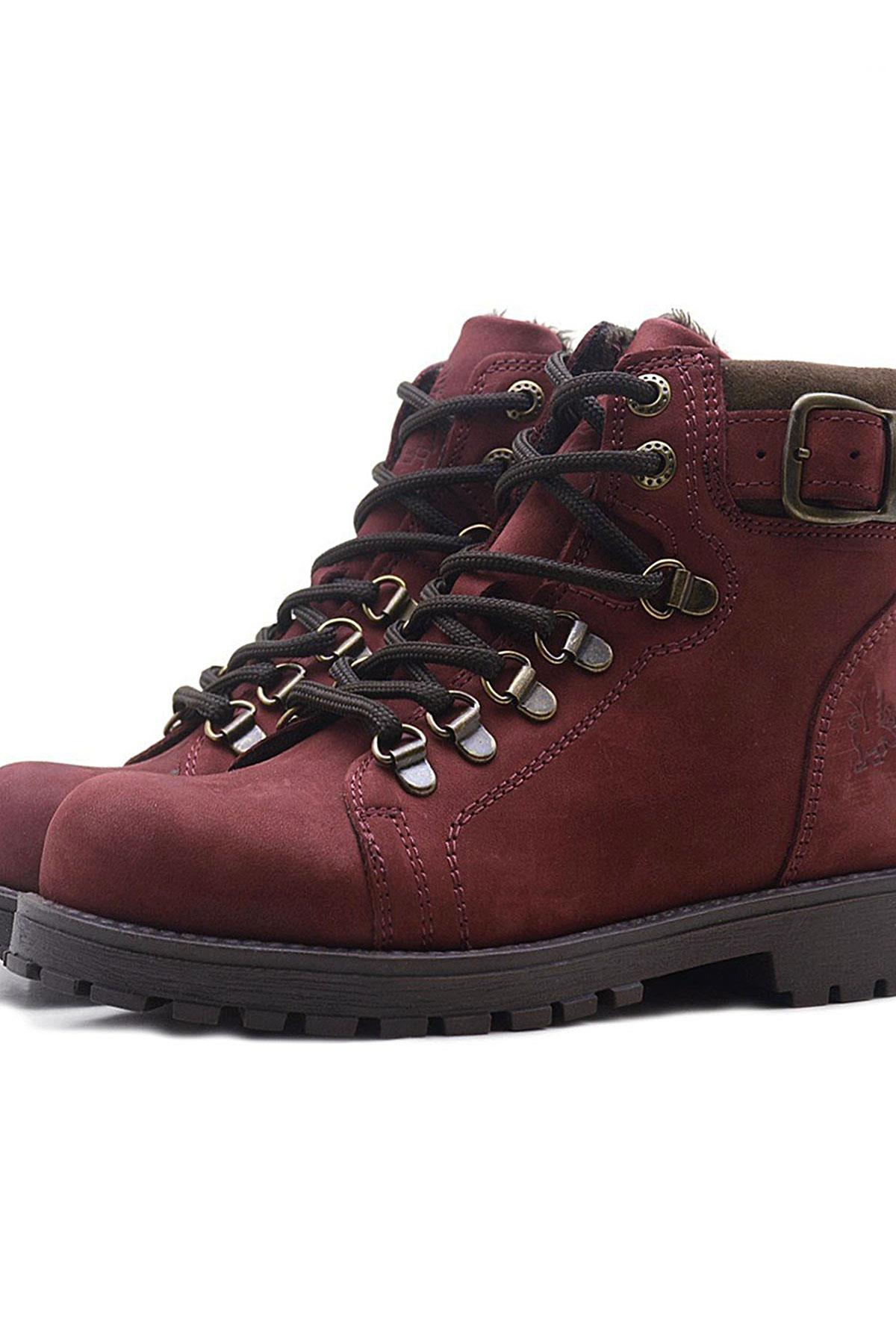 Rakerplus Griffon Genuine Leather Zipper Women's Boots Dark Red Small Size