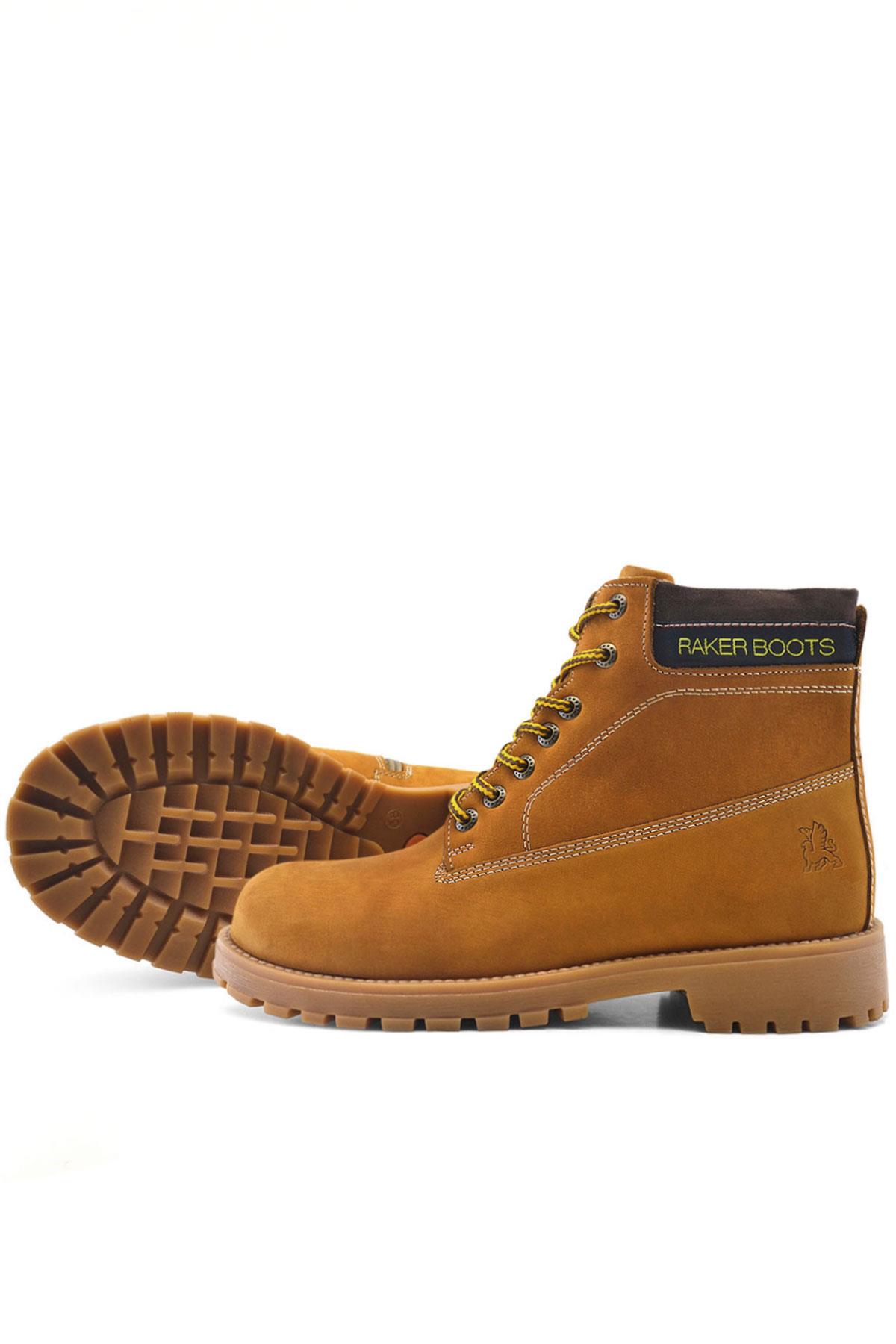 Rakerplus Neson Hakiki Deri Rahat Sarı Fermuarlı Unisex Çocuk Bot