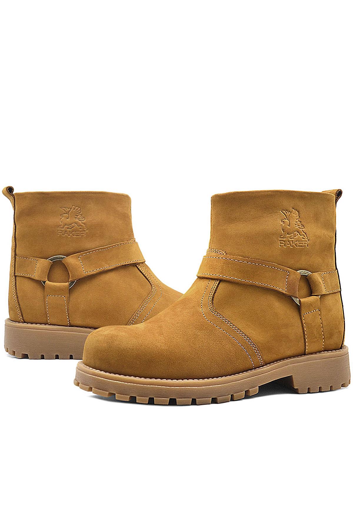 Rakerplus Chiron Hakiki Deri Sarı Fermuarlı Unisex Çocuk Çizme