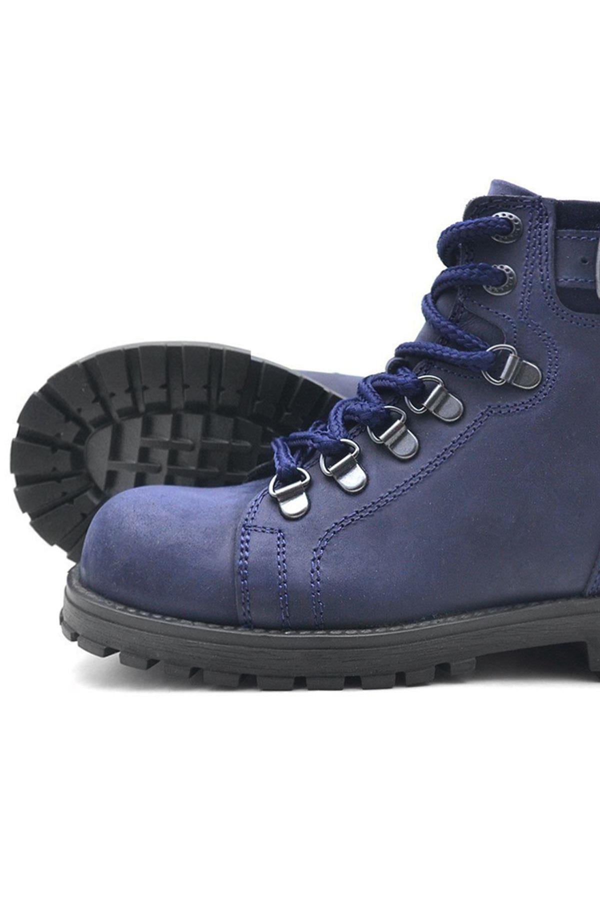 Rakerplus Griffon Hakiki Deri Lacivert Fermuarlı Çocuk Botu