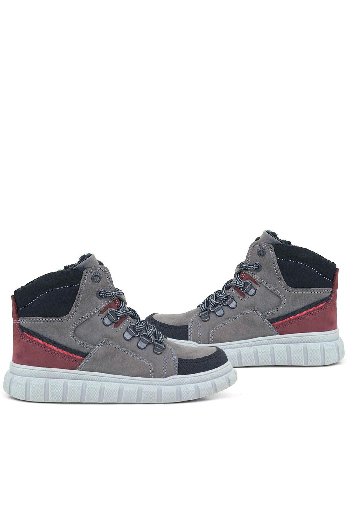 Rakerplus Hakiki Deri Gri Fermuarlı Erkek Çocuk Bot