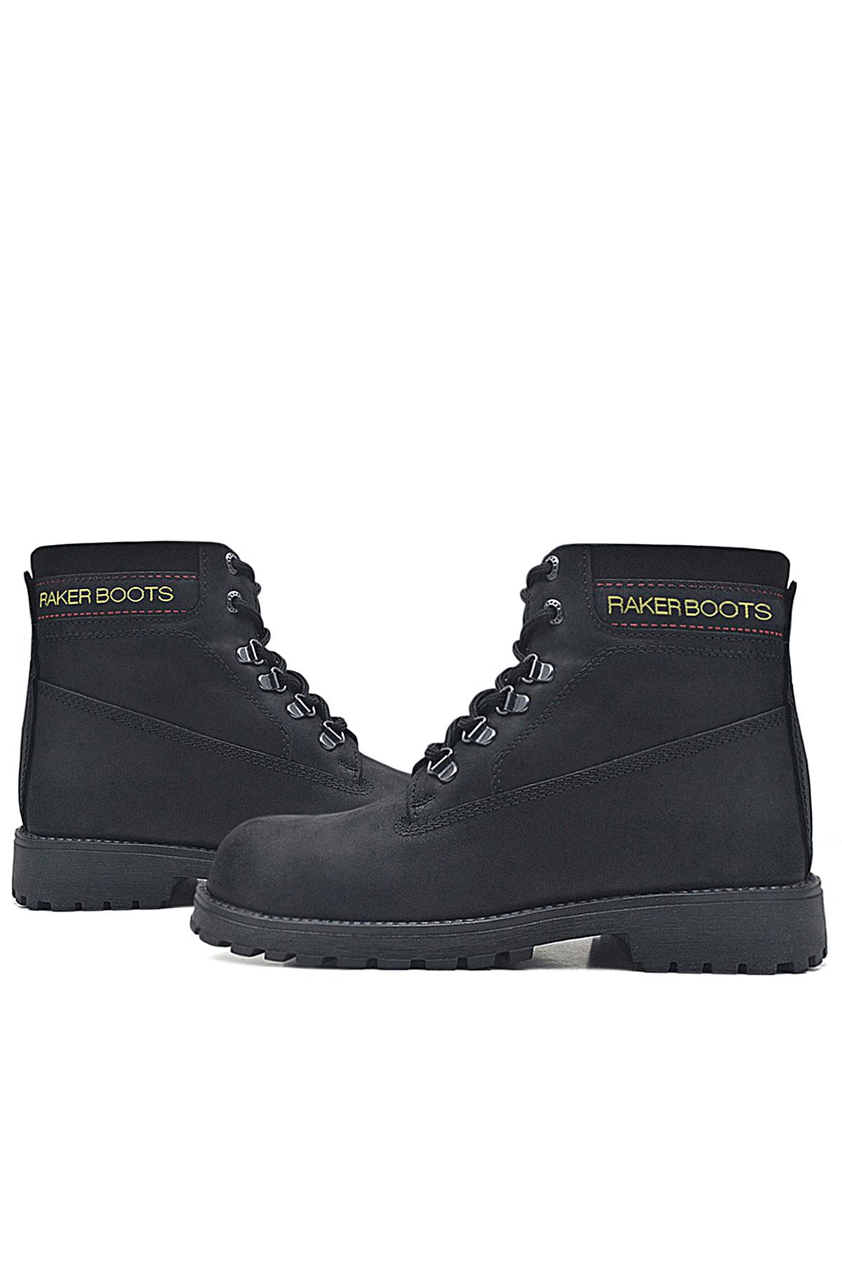 Rakerplus Neson Hakiki Deri Siyah Fermuarlı Kışlık Bot