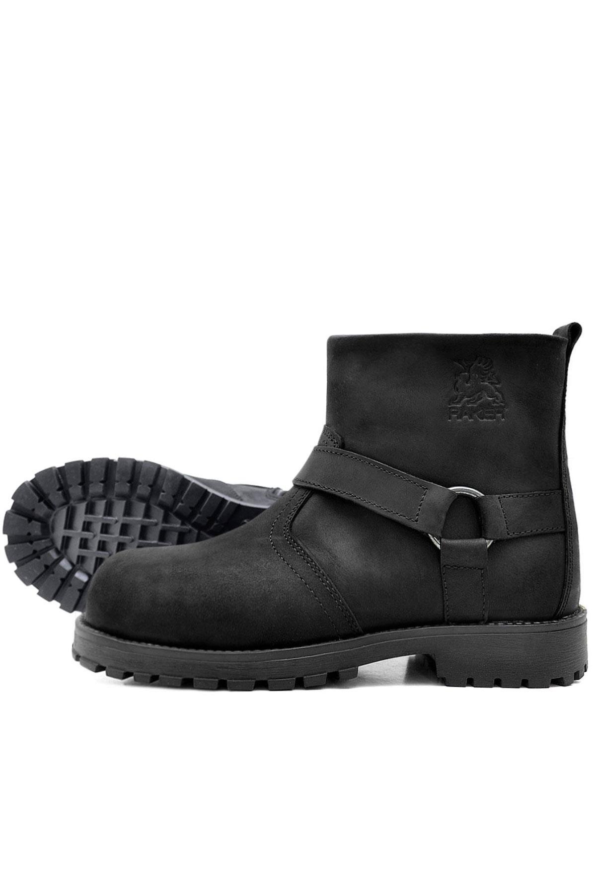 Rakerplus Chiron Black Real Leather Zipper Small Size Men and Women Boots