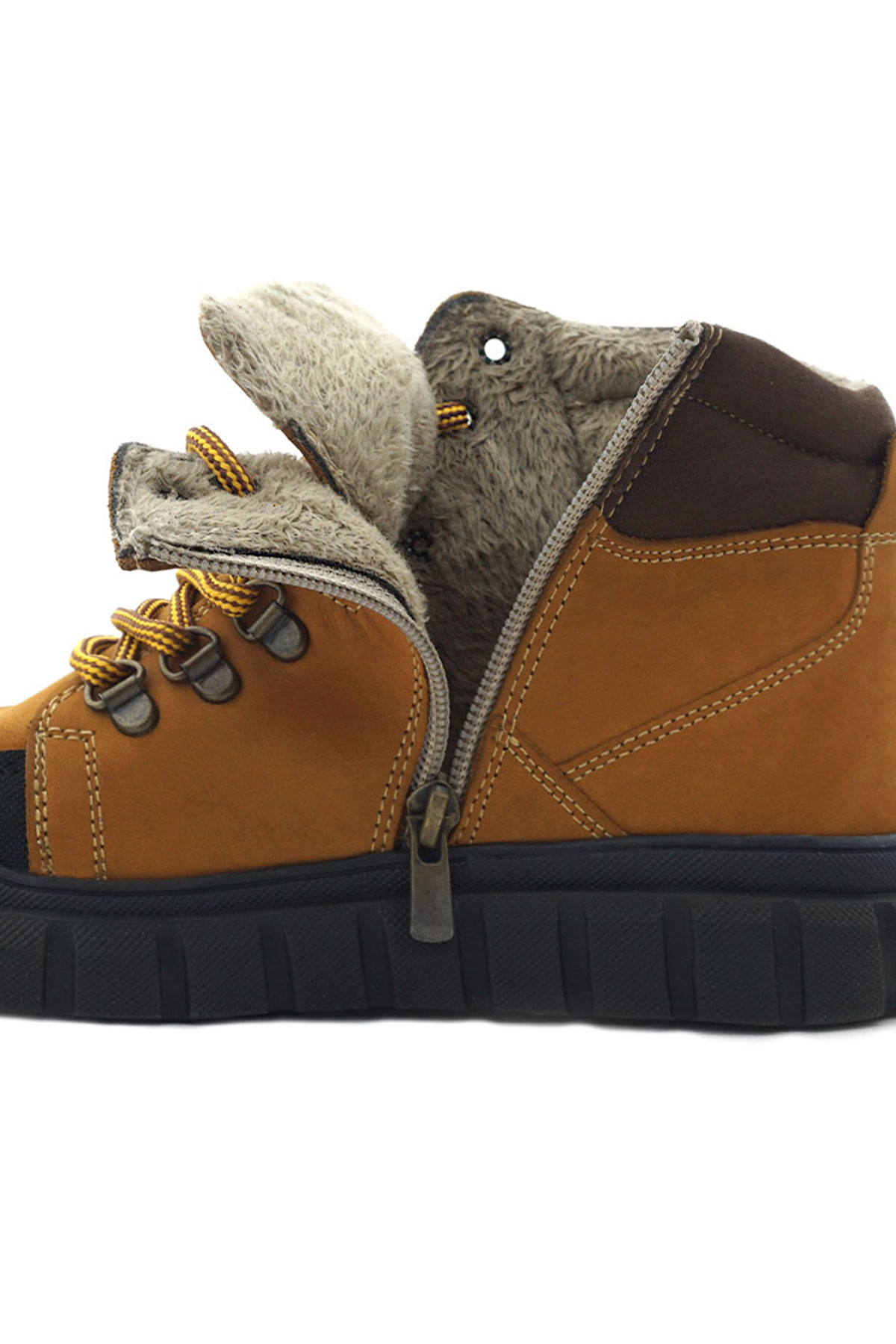 Rakerplus Hakiki Deri Sarı Kahverengi Fermuarlı Erkek Çocuk Bot