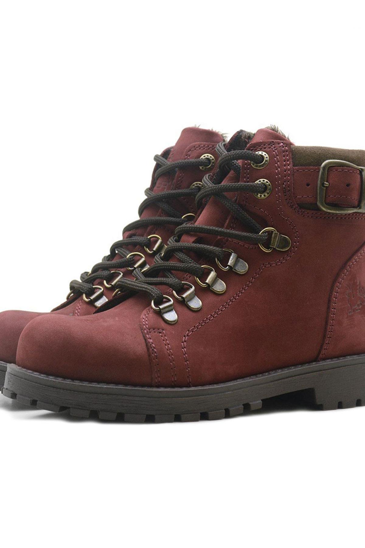 Rakerplus Griffon Hakiki Deri Bordo Fermuarlı Çocuk Bot