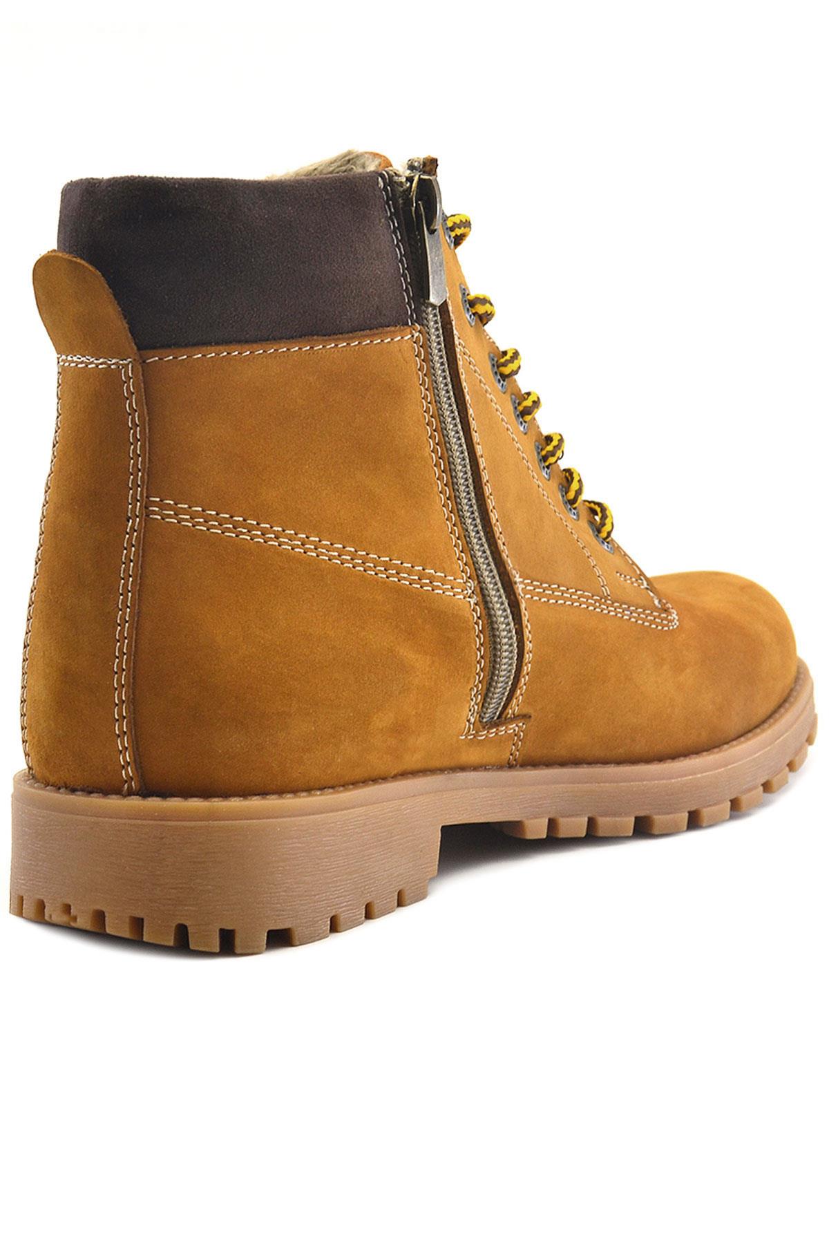 Rakerplus Neson Hakiki Deri Rahat Sarı Fermuarlı Unisex Çocuk Bot