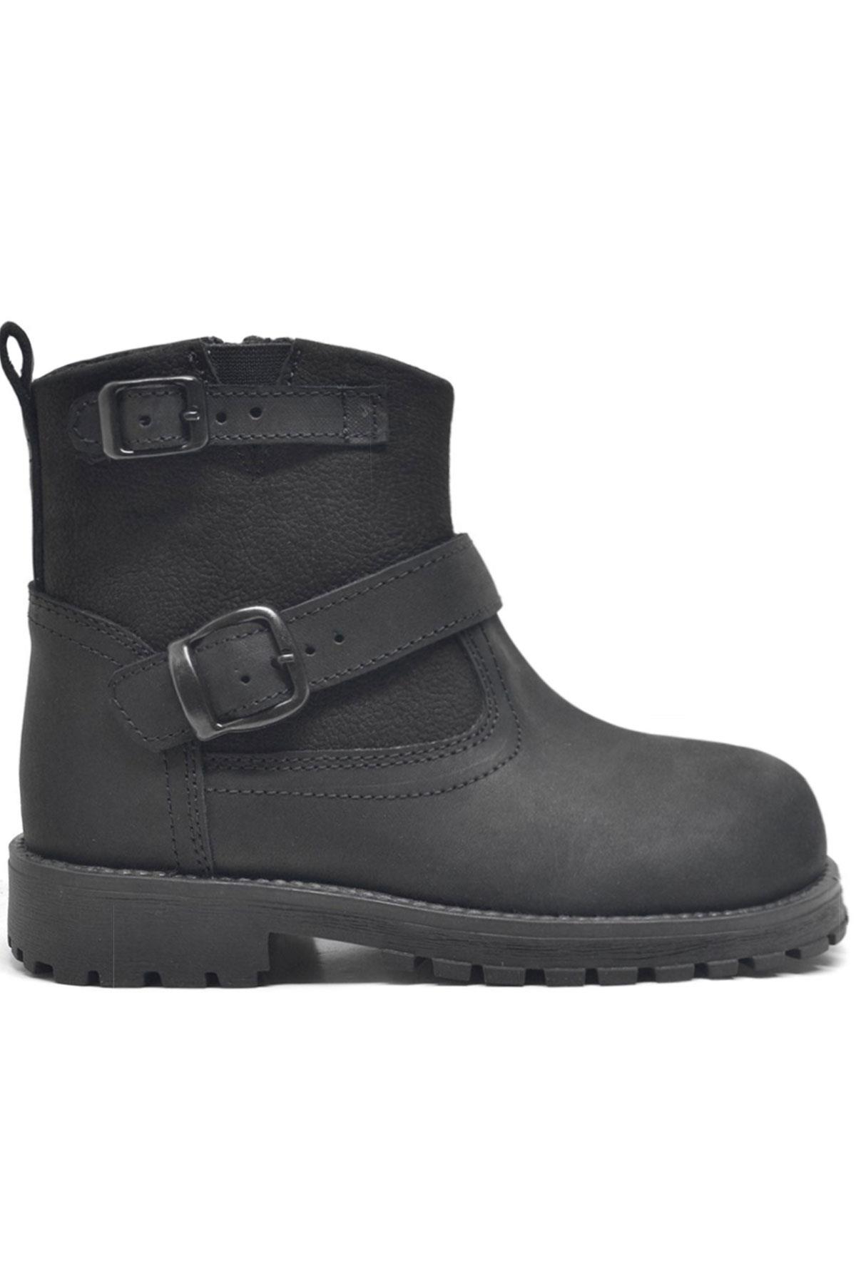 Rakerplus Black Genuine Leather Zipper Kids Boots's Boots
