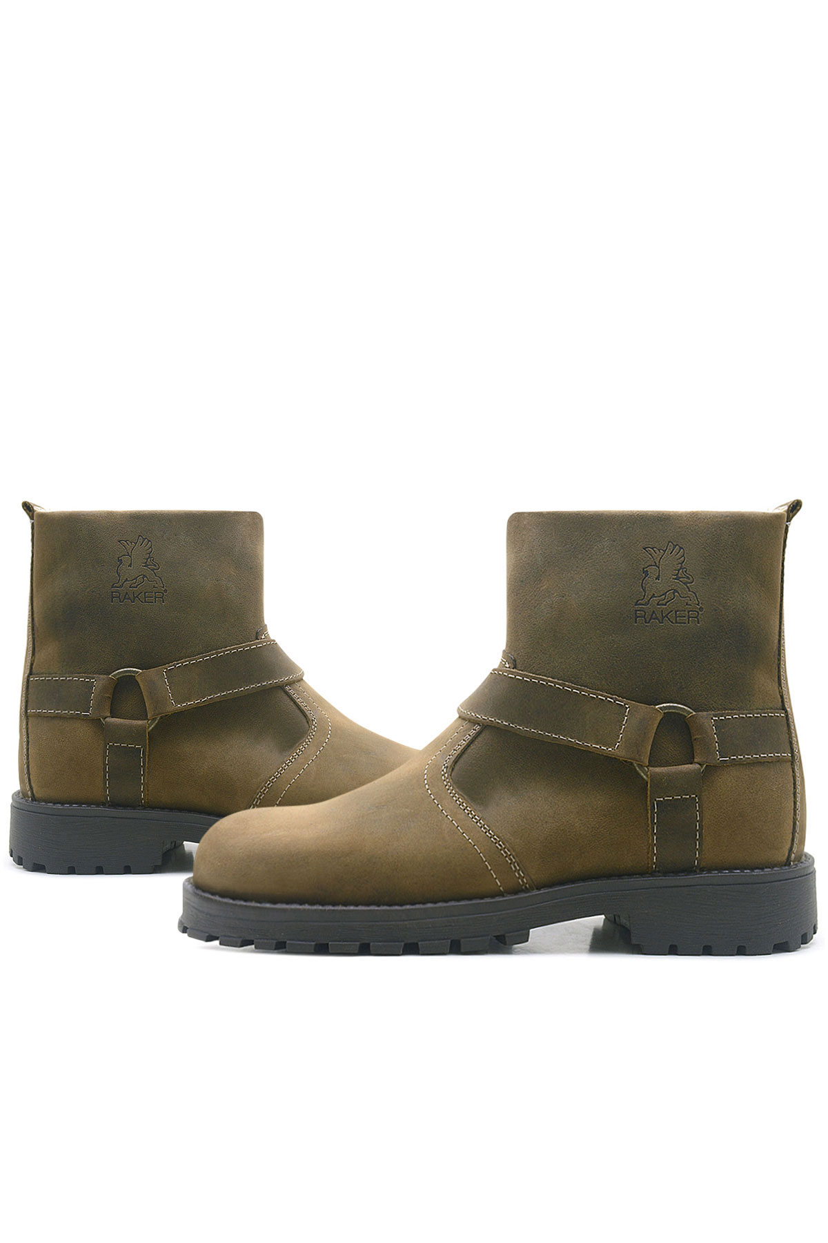Rakerplus Chiron Genuine Leather Zipper Furry Sand Color Kids Boots