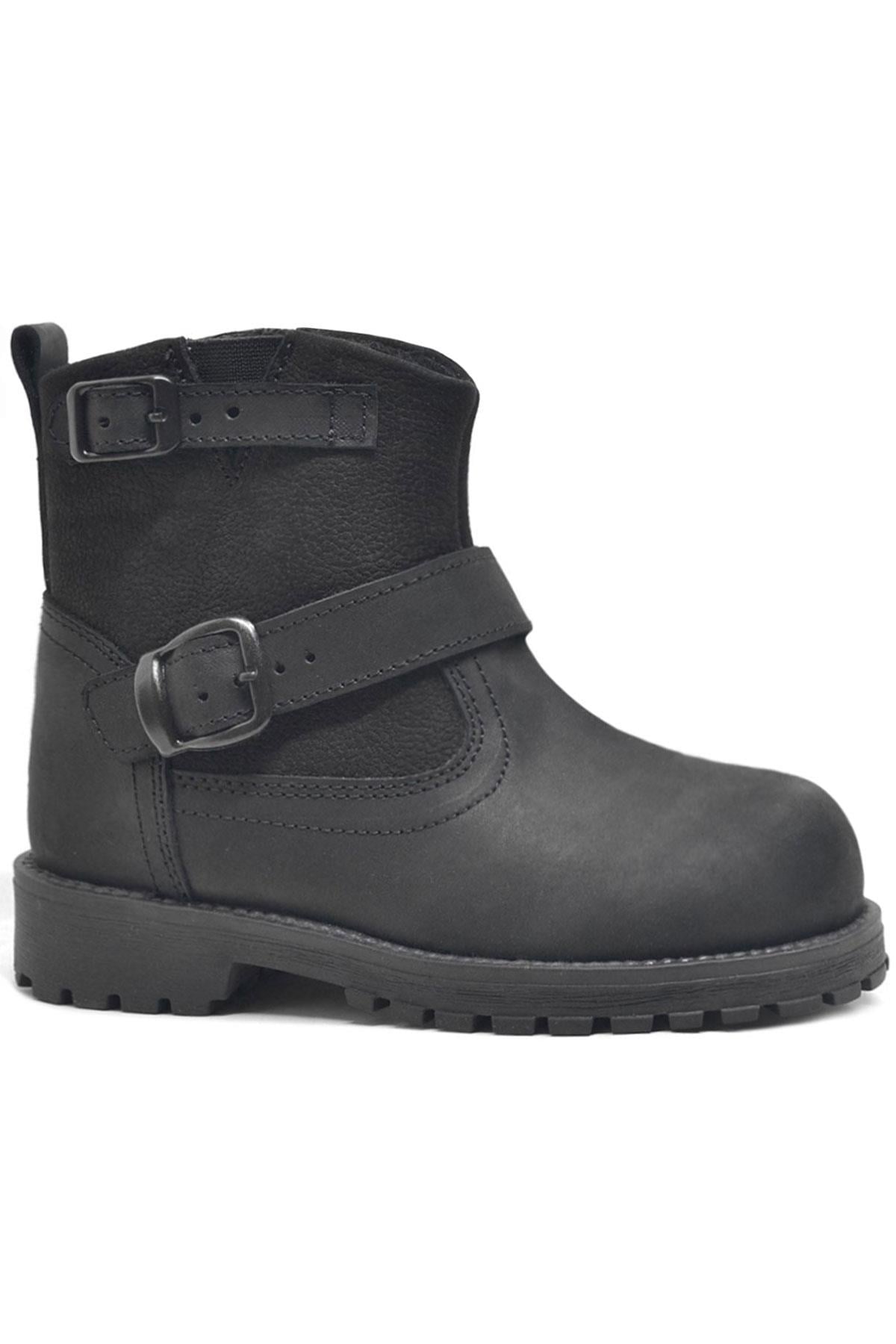 Rakerplus Black Genuine Leather Zipper Kids Boots's Boots