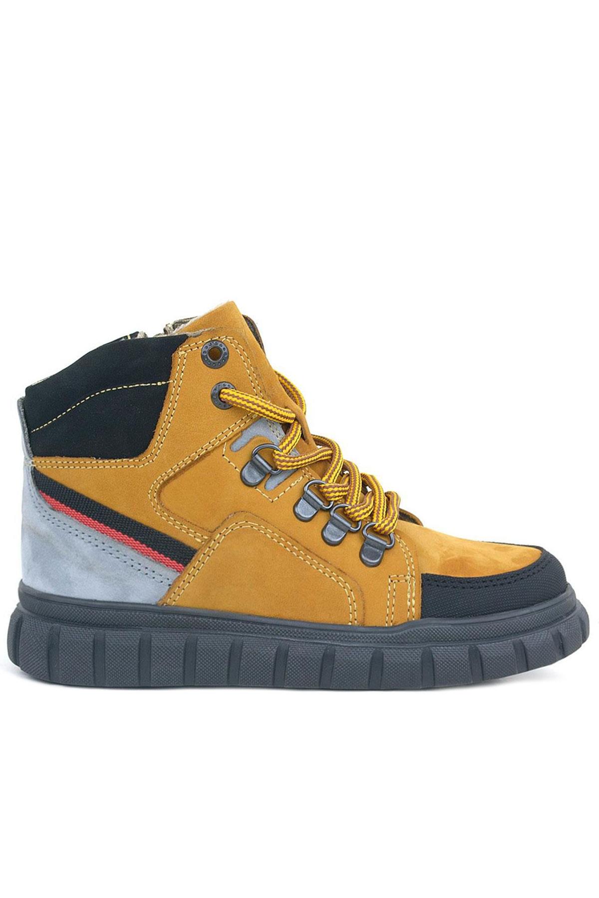 Rakerplus Genuine Leather Yellow Zippered Boys Boots