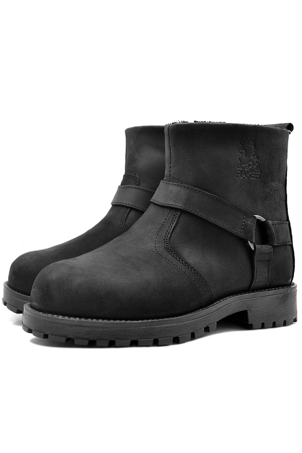 Rakerplus Chiron Black Real Leather Zipper Small Size Men and Women Boots