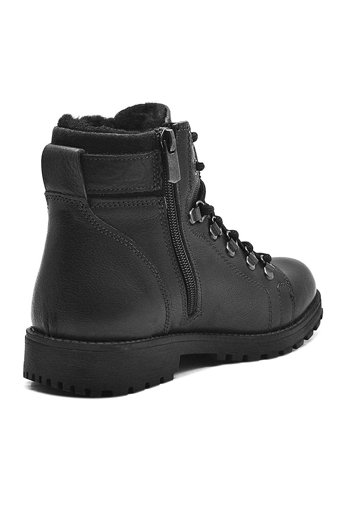Rakerplus Griffon Black Genuine Leather Zipped Kids Boots