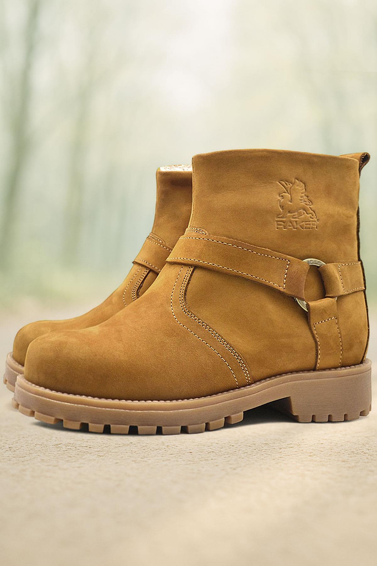 Rakerplus Chiron Hakiki Deri Sarı Fermuarlı Unisex Çocuk Çizme