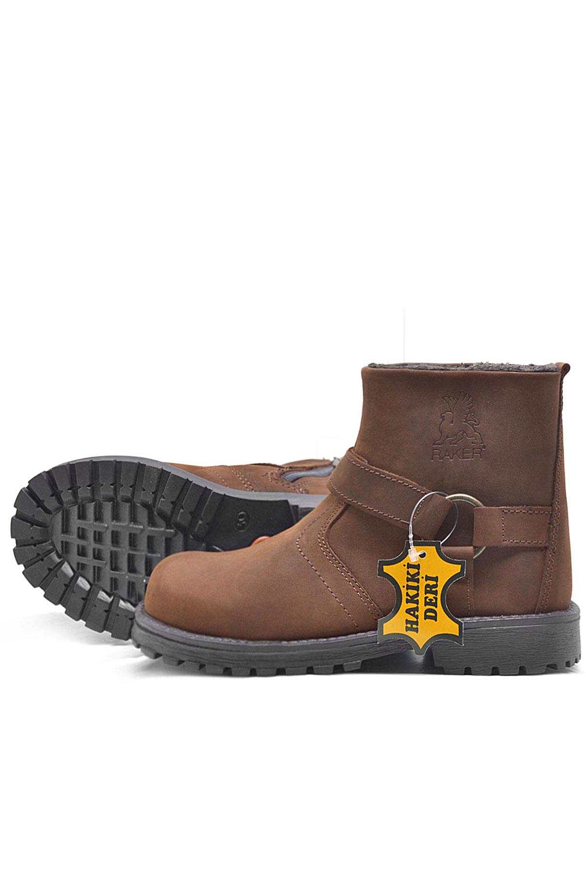 Rakerplus Chiron Hakiki Deri Tarçın Rengi Fermuarlı Çocuk Çizme