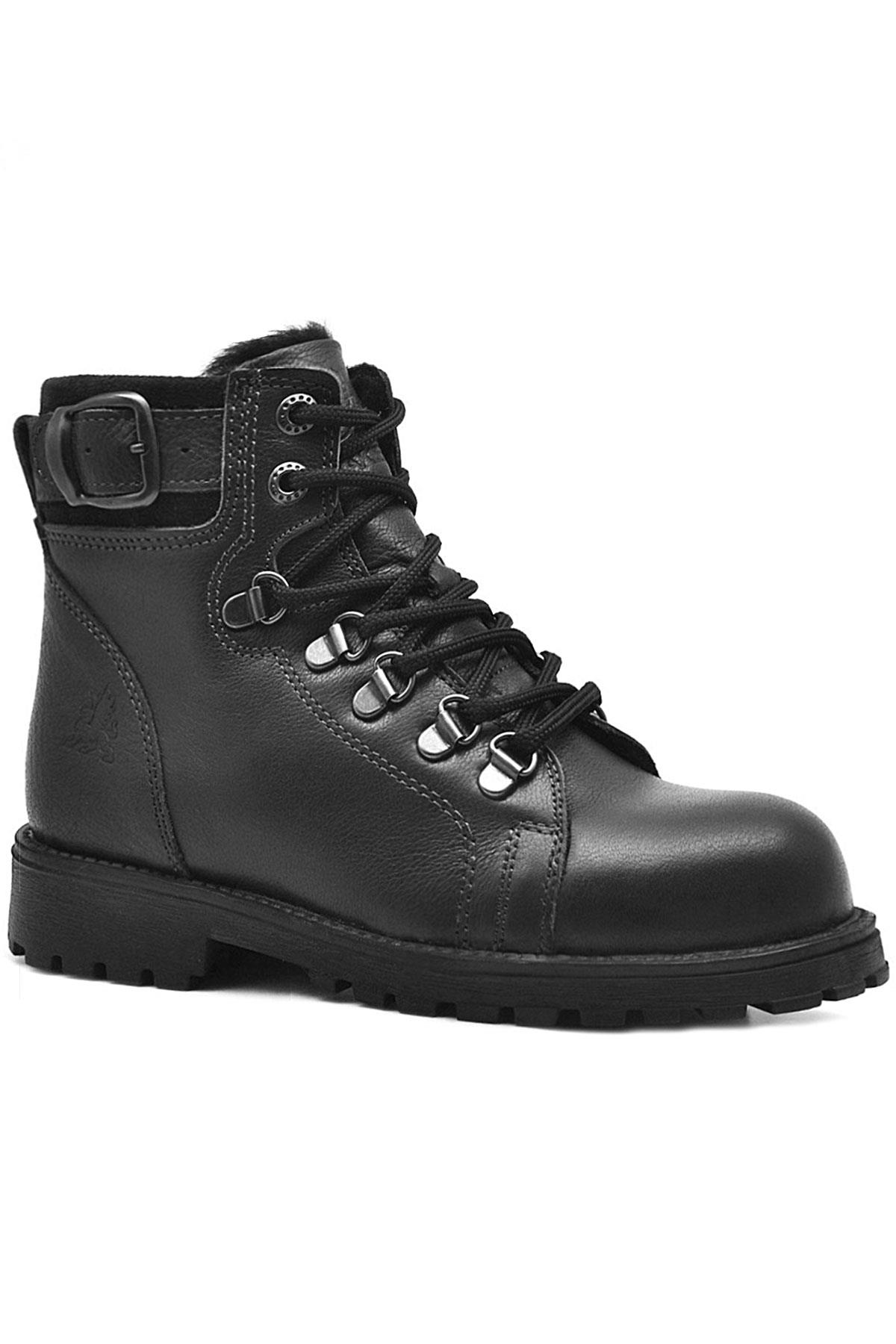 Rakerplus Griffon Black Genuine Leather Zipped Kids Boots