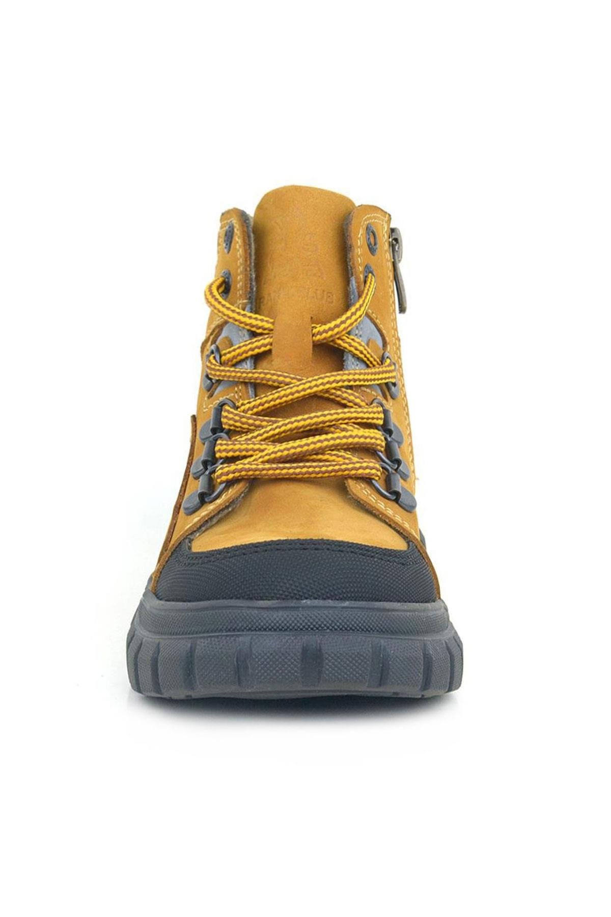Rakerplus Genuine Leather Yellow Zippered Boys Boots