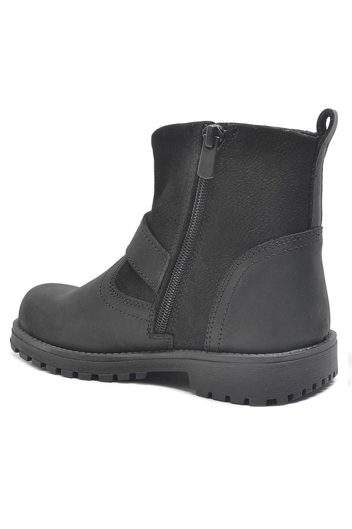 Rakerplus Black Genuine Leather Zipper Kids Boots's Boots