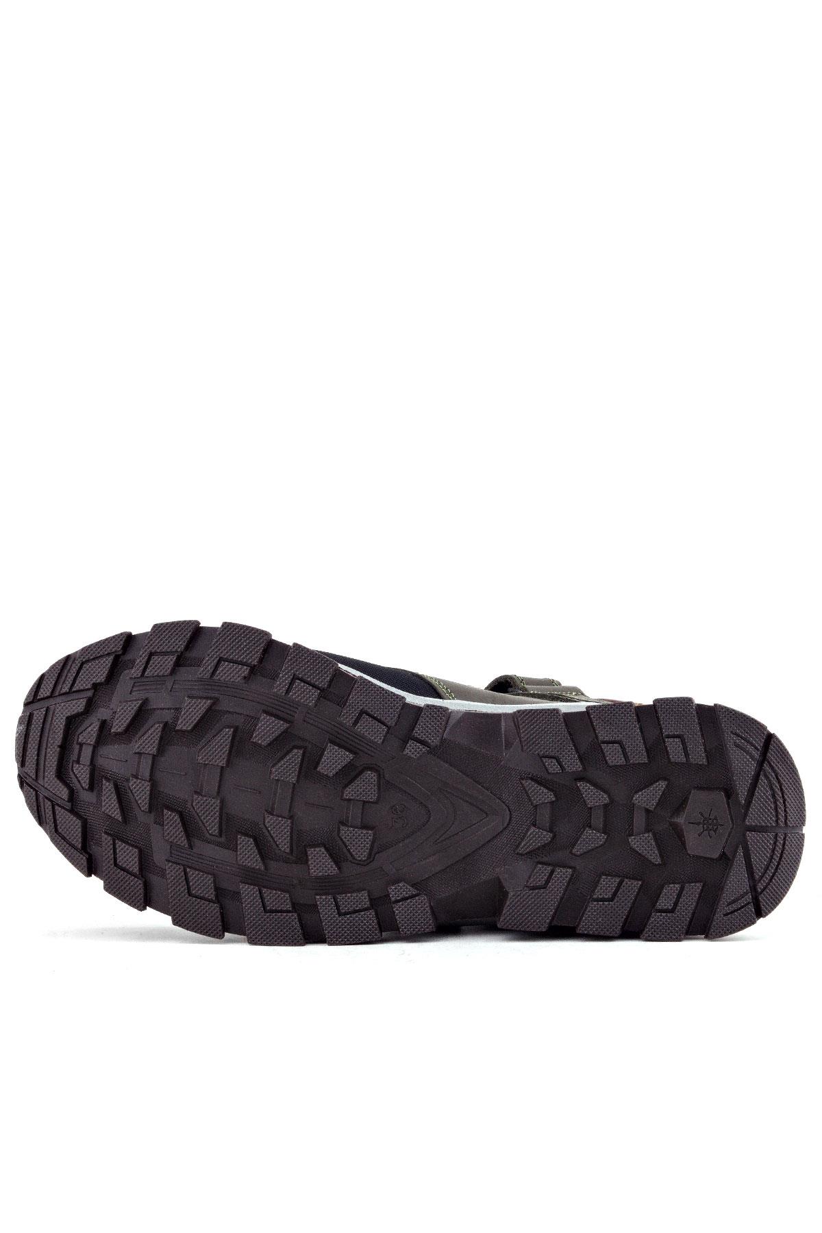 Rakerplus Trekking Hakiki Deri Haki Yeşil Sarı Cırt Cırtlı Erkek Çocuk Bot