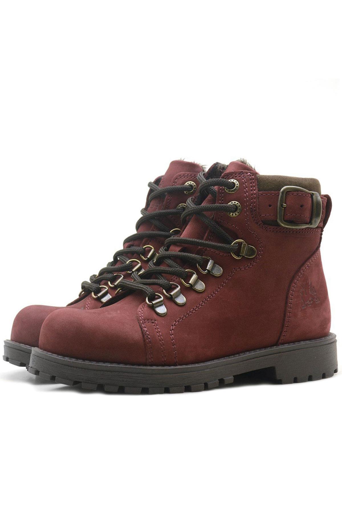 Rakerplus Griffon Hakiki Deri Bordo Fermuarlı Çocuk Bot