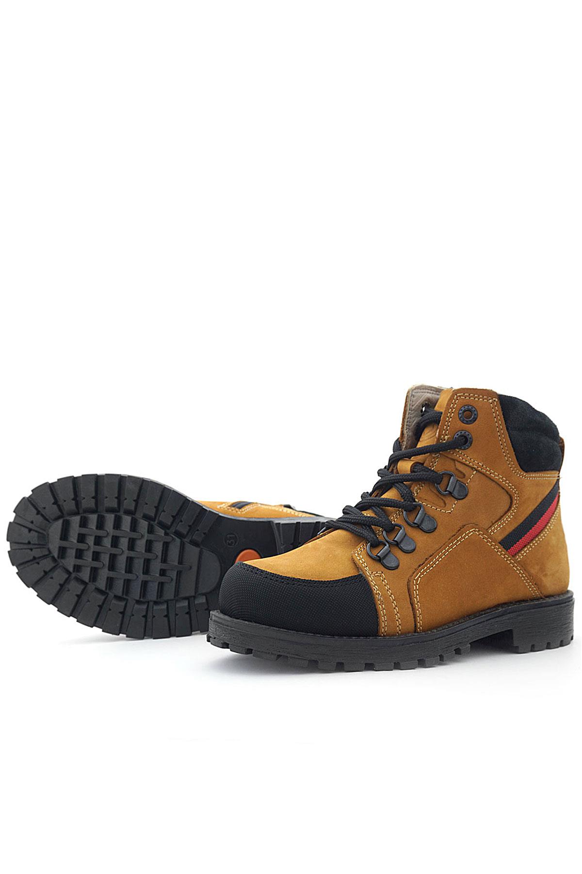 Rakerplus Hakiki Deri Sarı Bağcıklı Fermuarlı Çocuk Bot