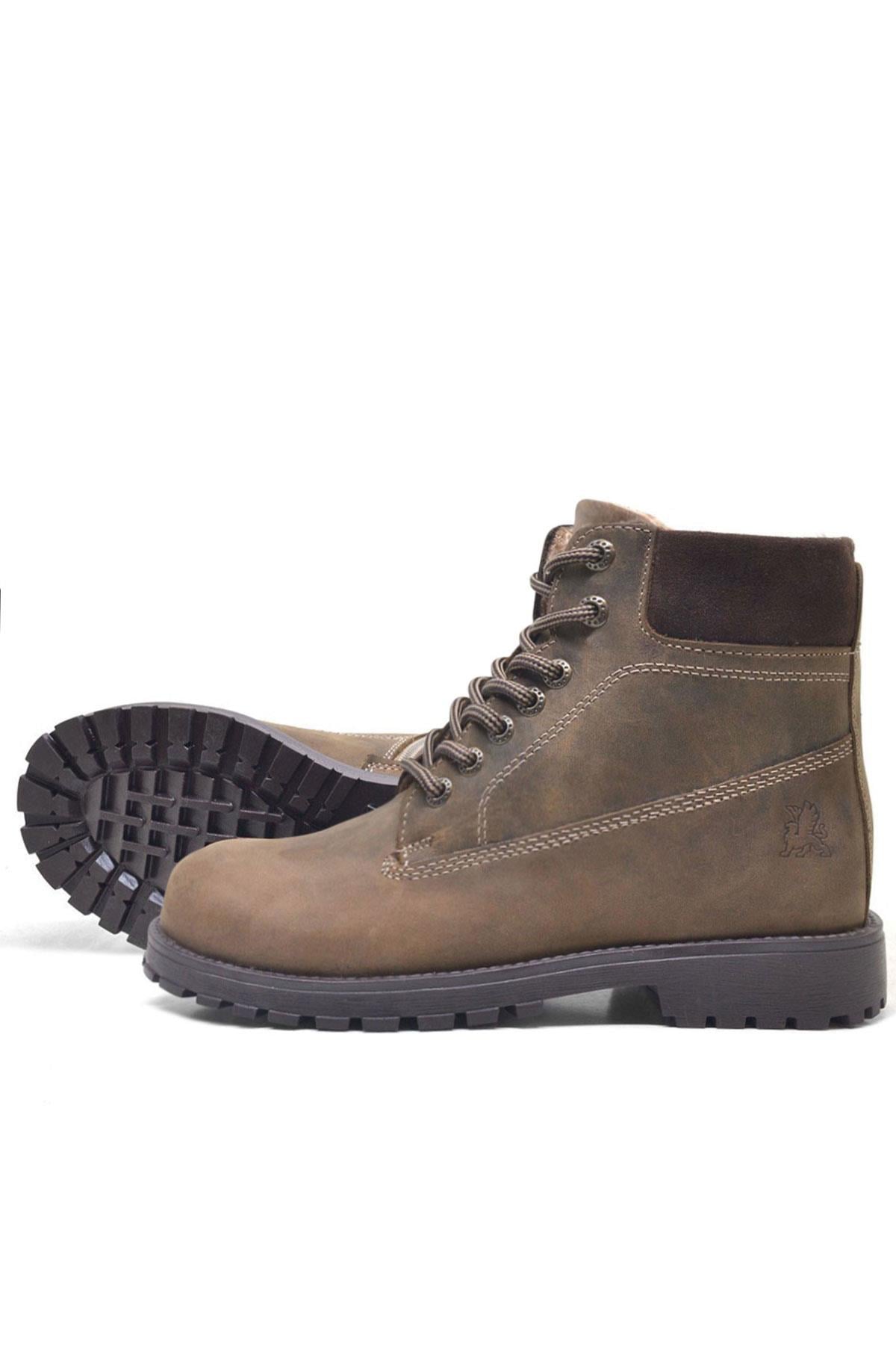 Rakerplus Neson Series Genuine Leather Boots Winter Boots for Teens Sand Color