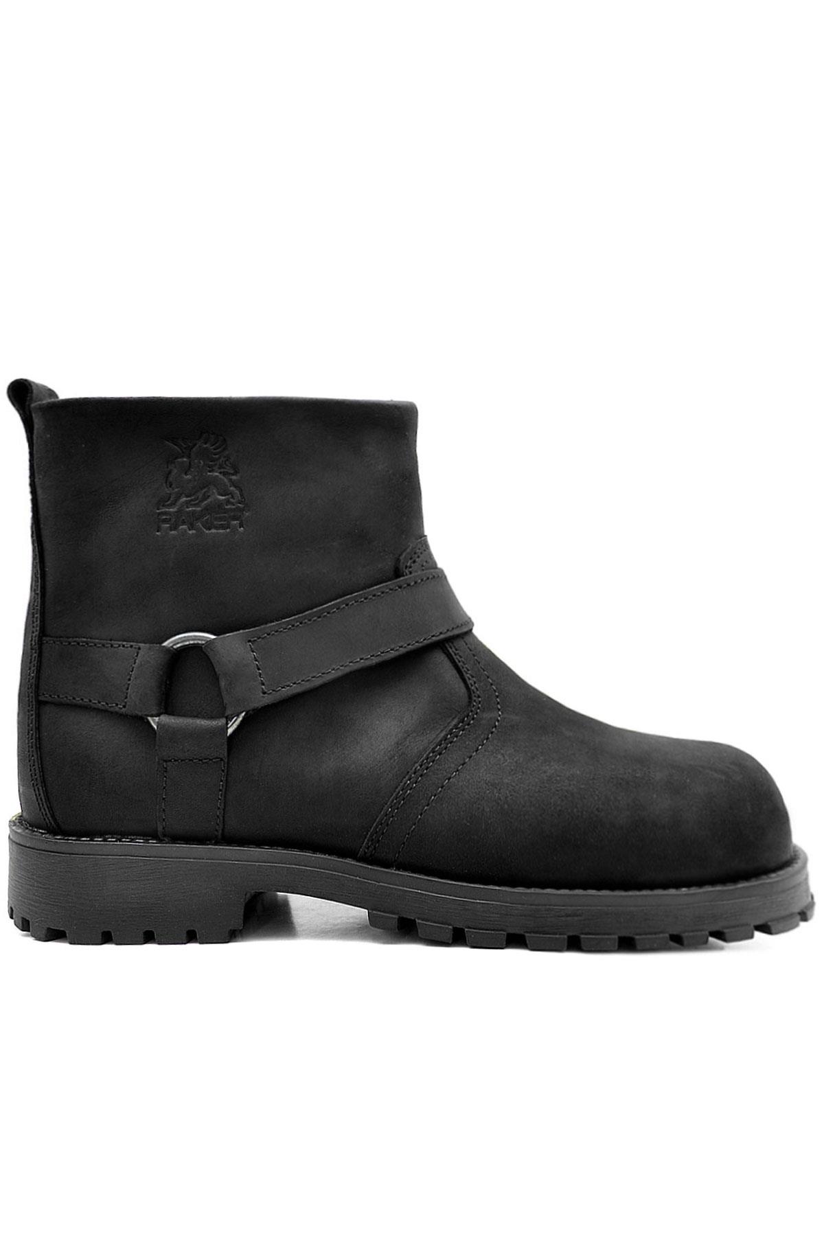 Rakerplus Chiron Black Real Leather Zipper Small Size Men and Women Boots