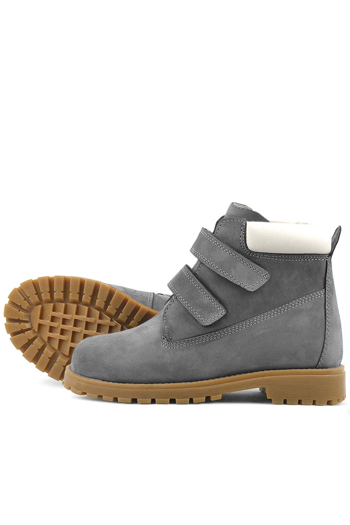 Rakerplus Neson Genuine Leather Gray Kids Boots with Velcro