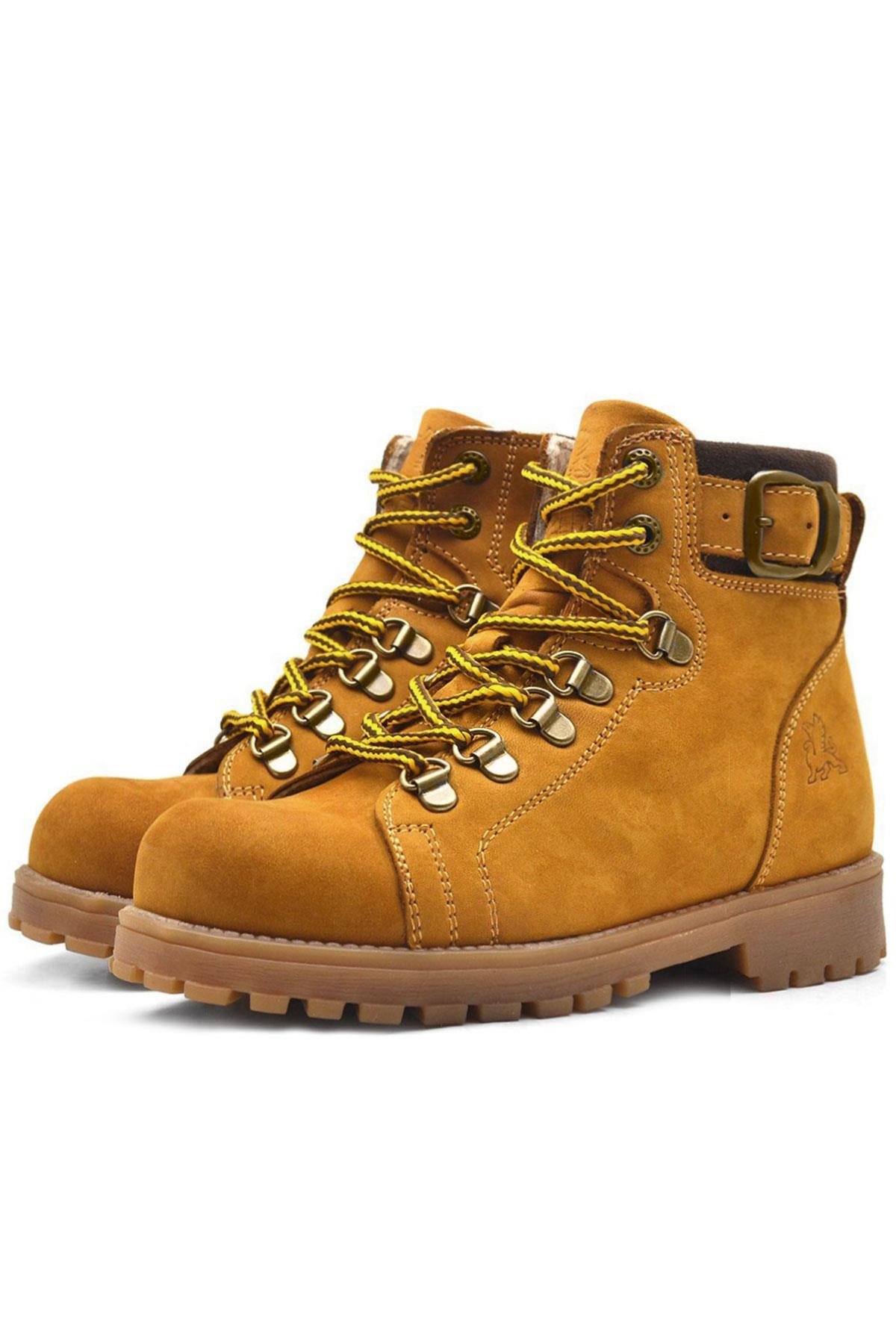 Rakerplus Griffon Hakiki Deri Sarı Kürklü Çocuk Bot