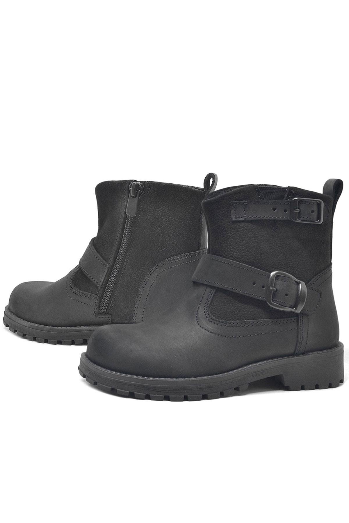 Rakerplus Black Genuine Leather Zipper Kids Boots's Boots