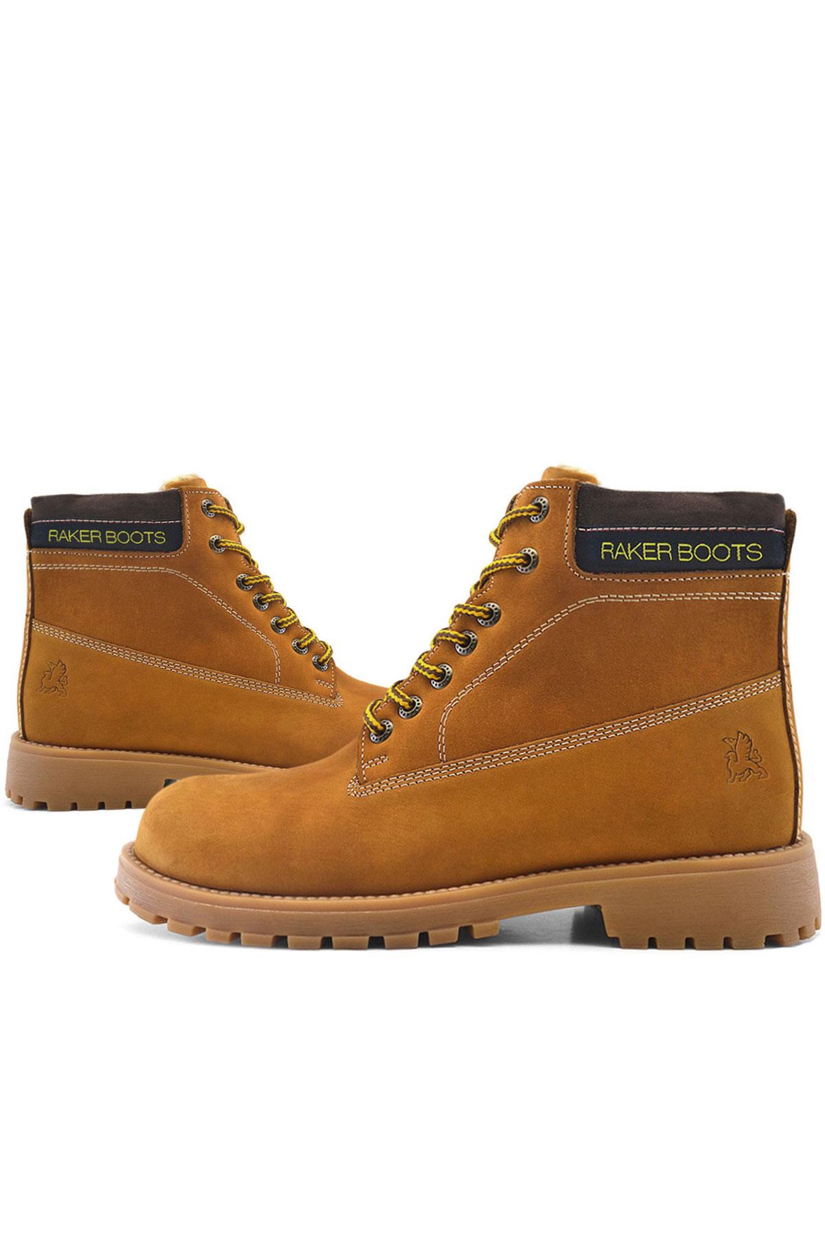 Rakerplus Neson Hakiki Deri Rahat Sarı Fermuarlı Unisex Çocuk Bot