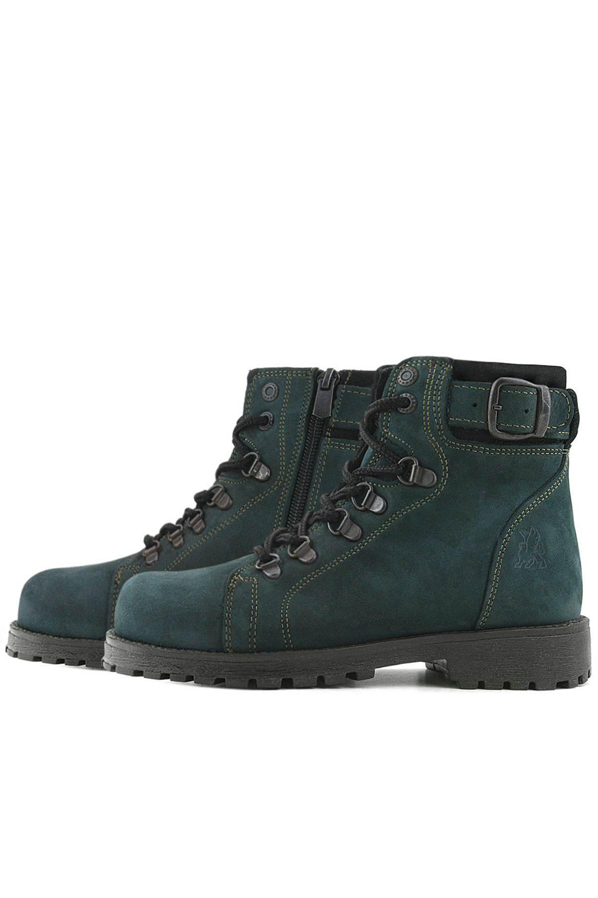 Rakerplus Griffon Genuine Leather Green Zippered Winter Kids' Boots