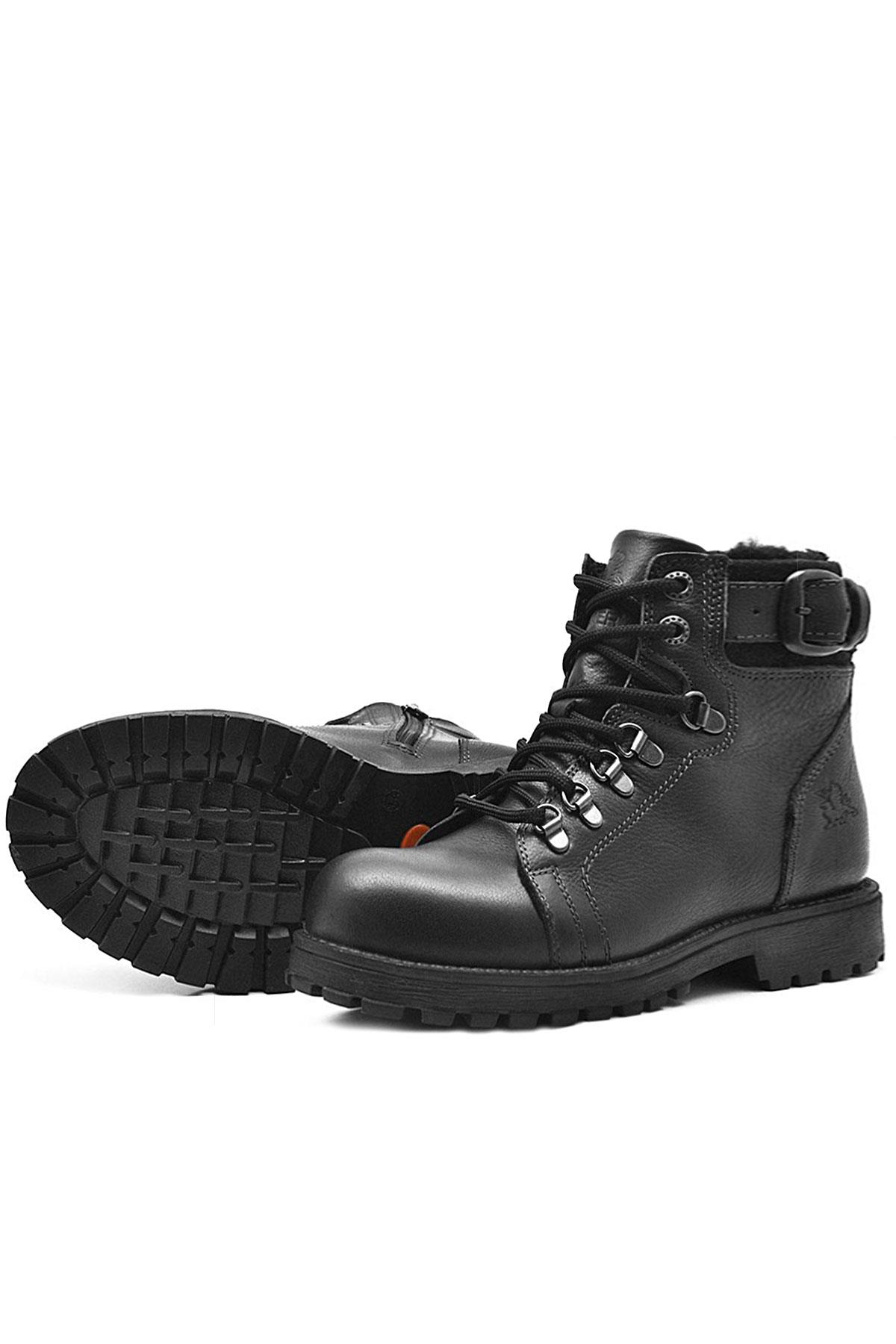 Rakerplus Griffon Black Genuine Leather Zipped Kids Boots