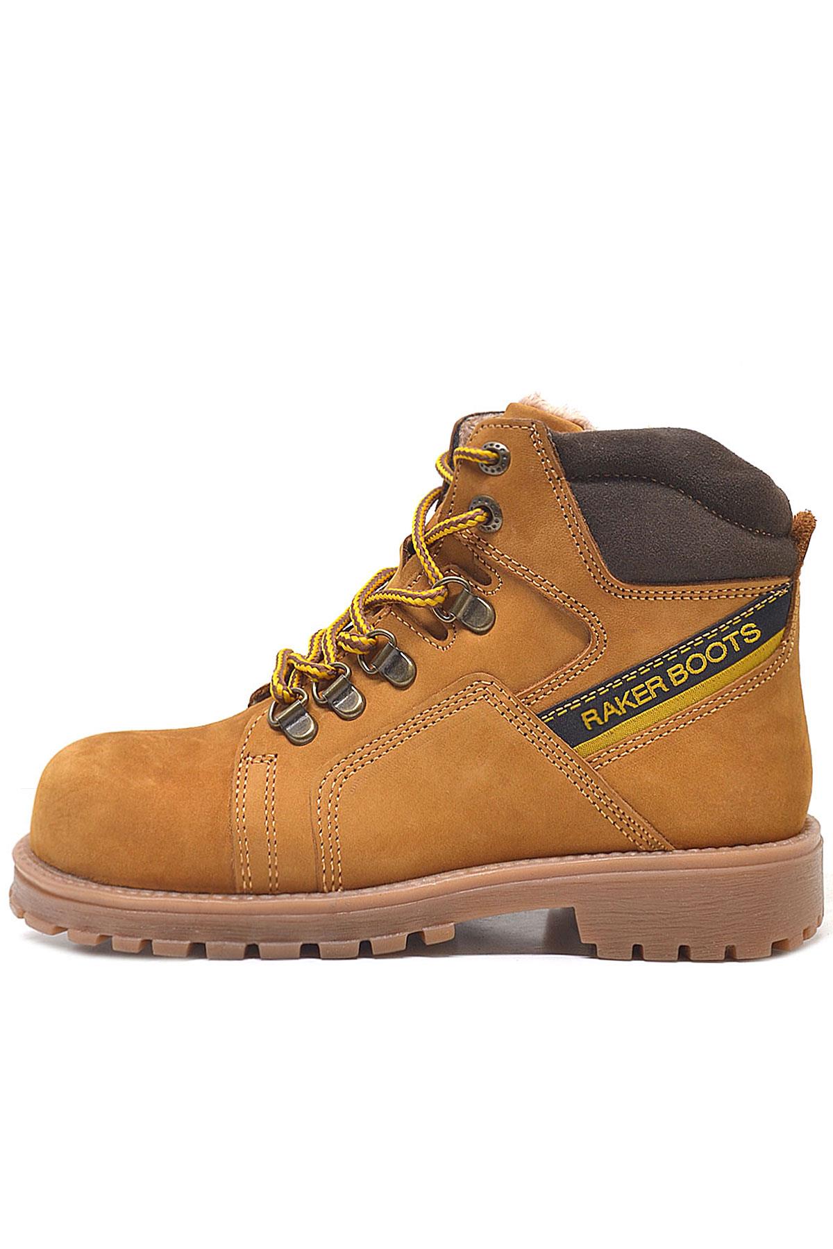 Rakerplus Children's Zippered Furry Genuine Leather Yellow Boots