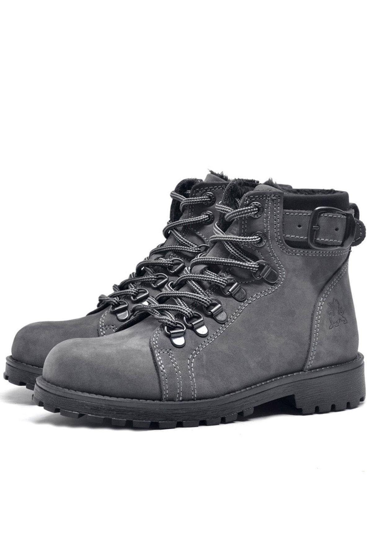 Rakerplus Griffon Genuine Leather Grey Grown Kids Boots
