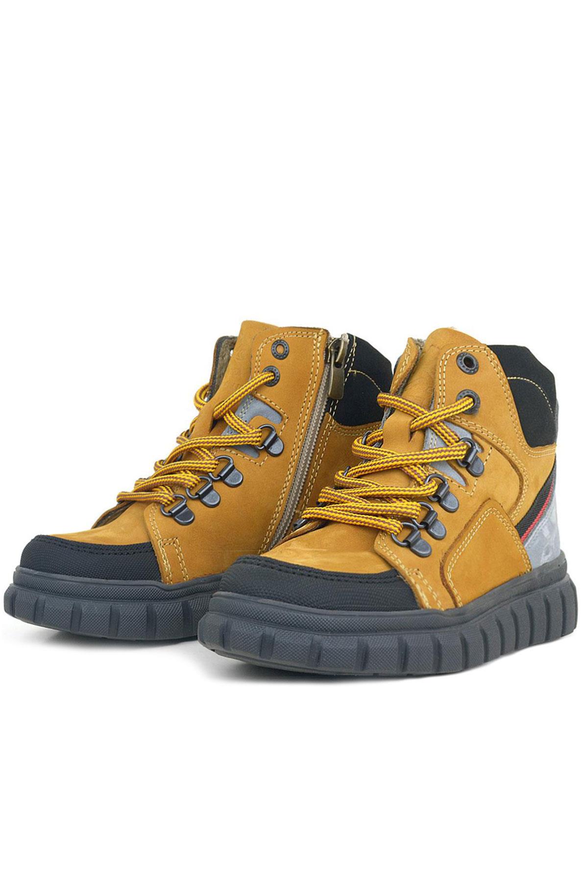 Rakerplus Genuine Leather Yellow Zippered Boys Boots