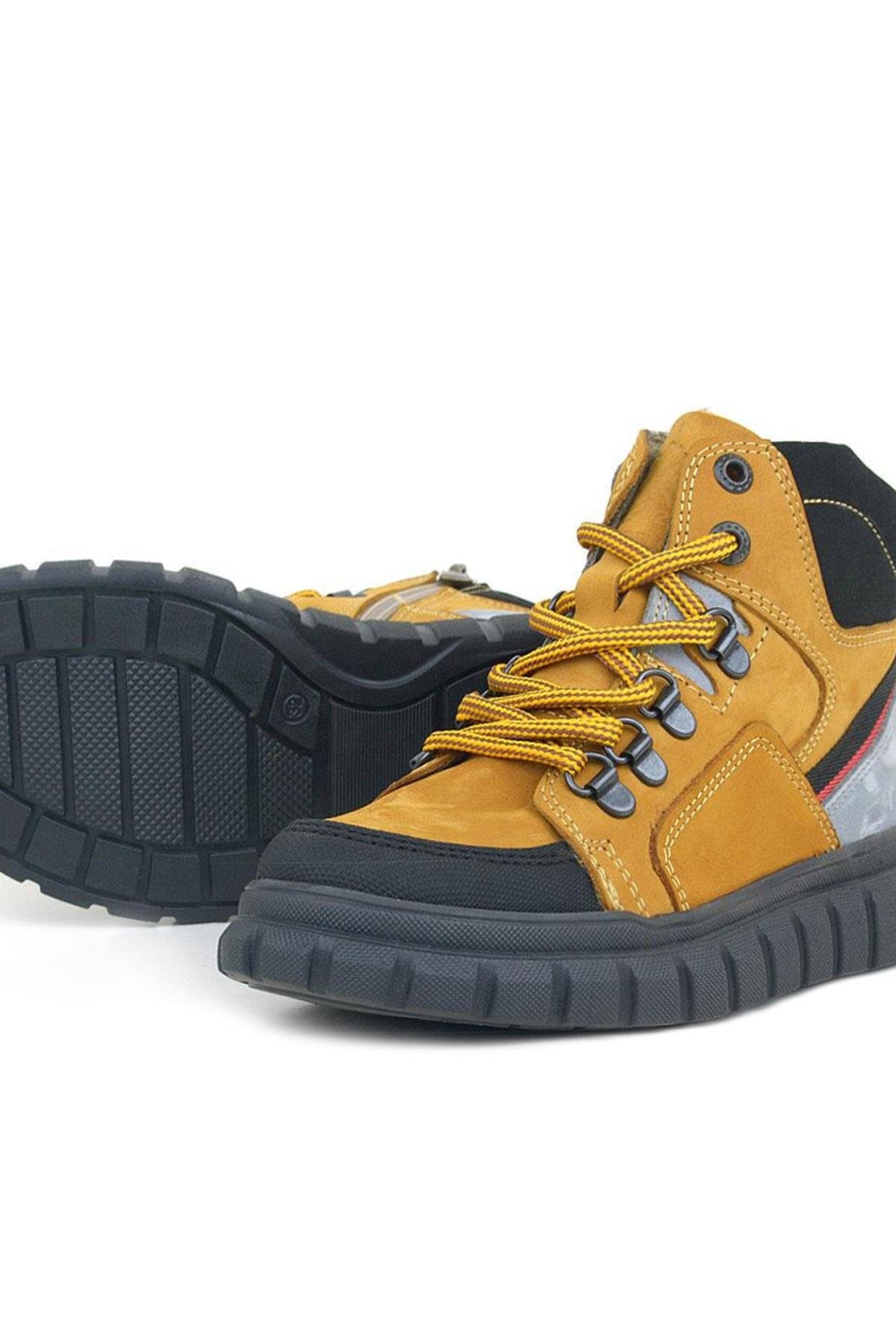 Rakerplus Genuine Leather Yellow Zippered Boys Boots