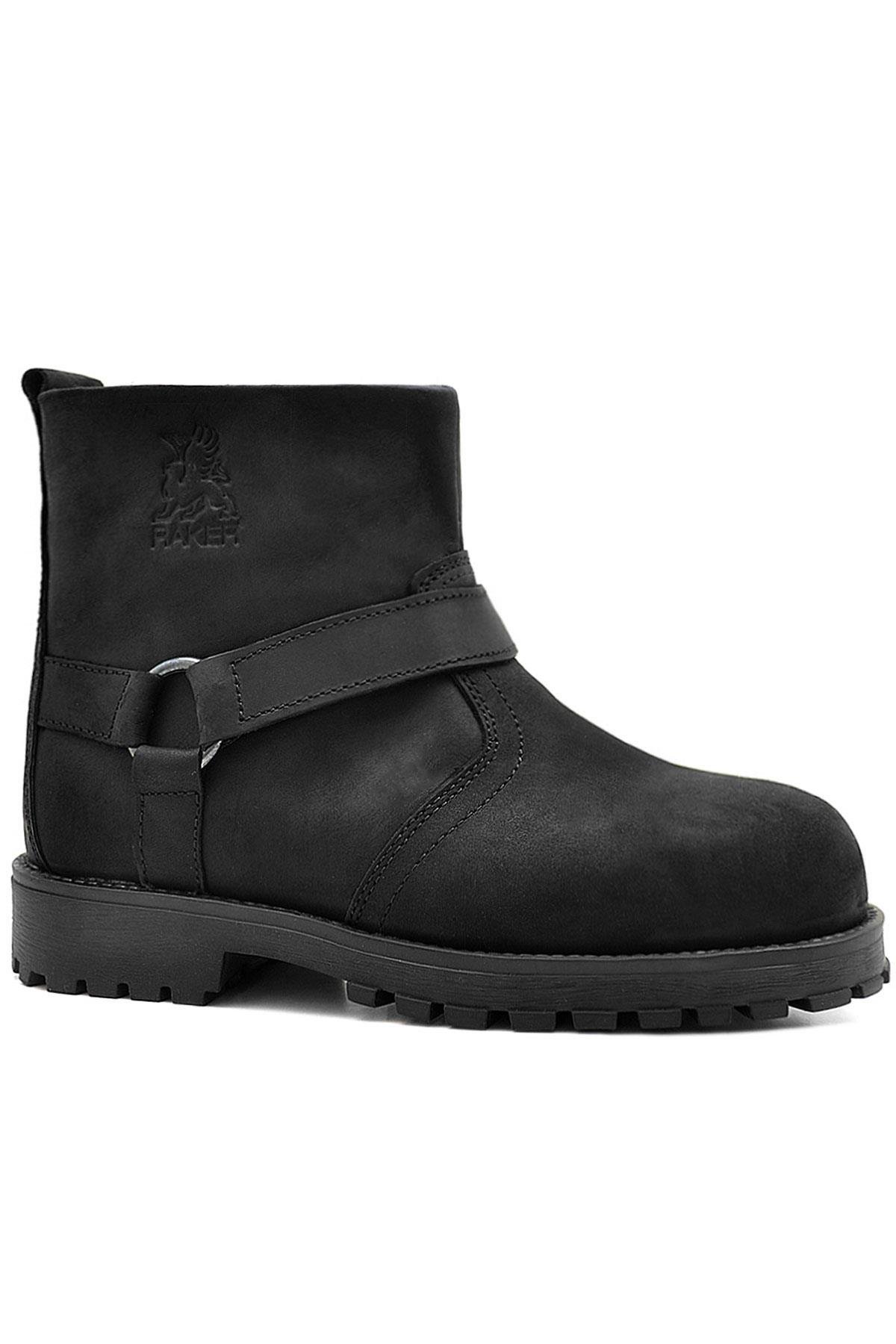 Rakerplus Chiron Black Real Leather Zipper Small Size Men and Women Boots