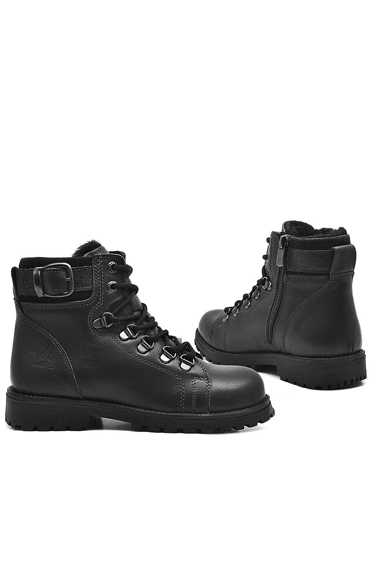 Rakerplus Griffon Black Genuine Leather Zipped Kids Boots